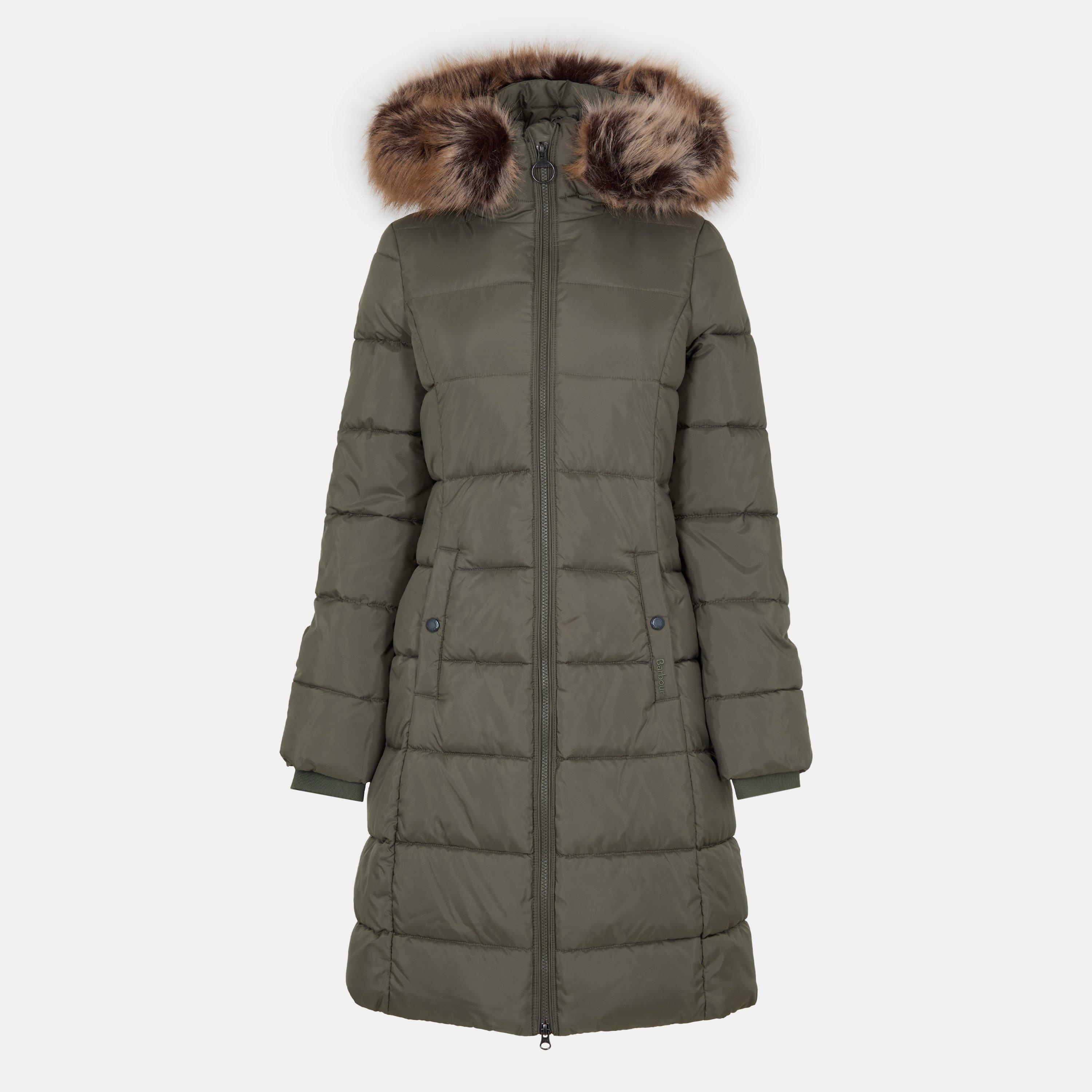 Barbour Women's Rosoman Water Resistant Hooded Short Puffer Jacket - Dusty Green - Size 8 (XS)