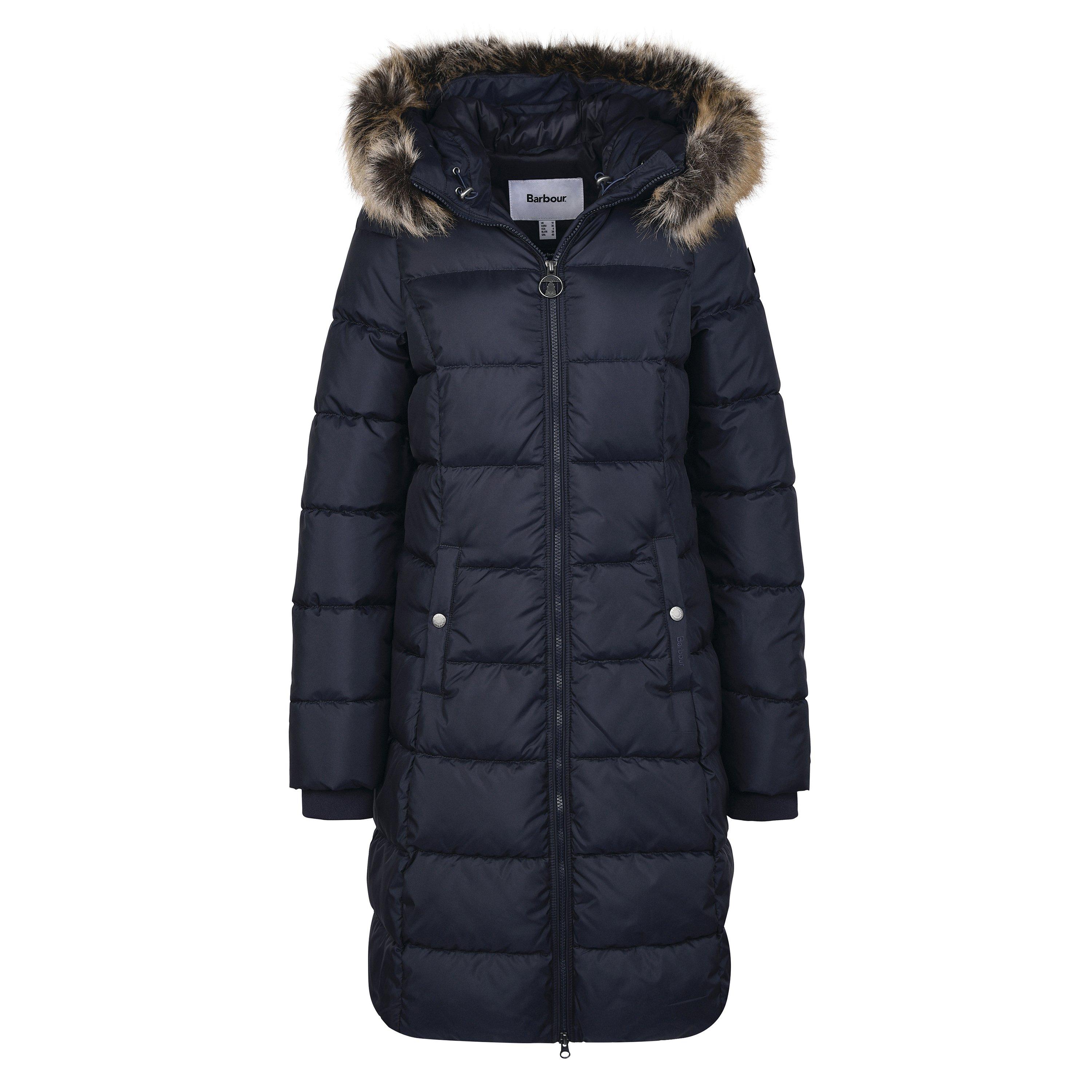 Navy - Barbour - Women's Rosoman Water Resistant Hooded Short Puffer Jacket - 1