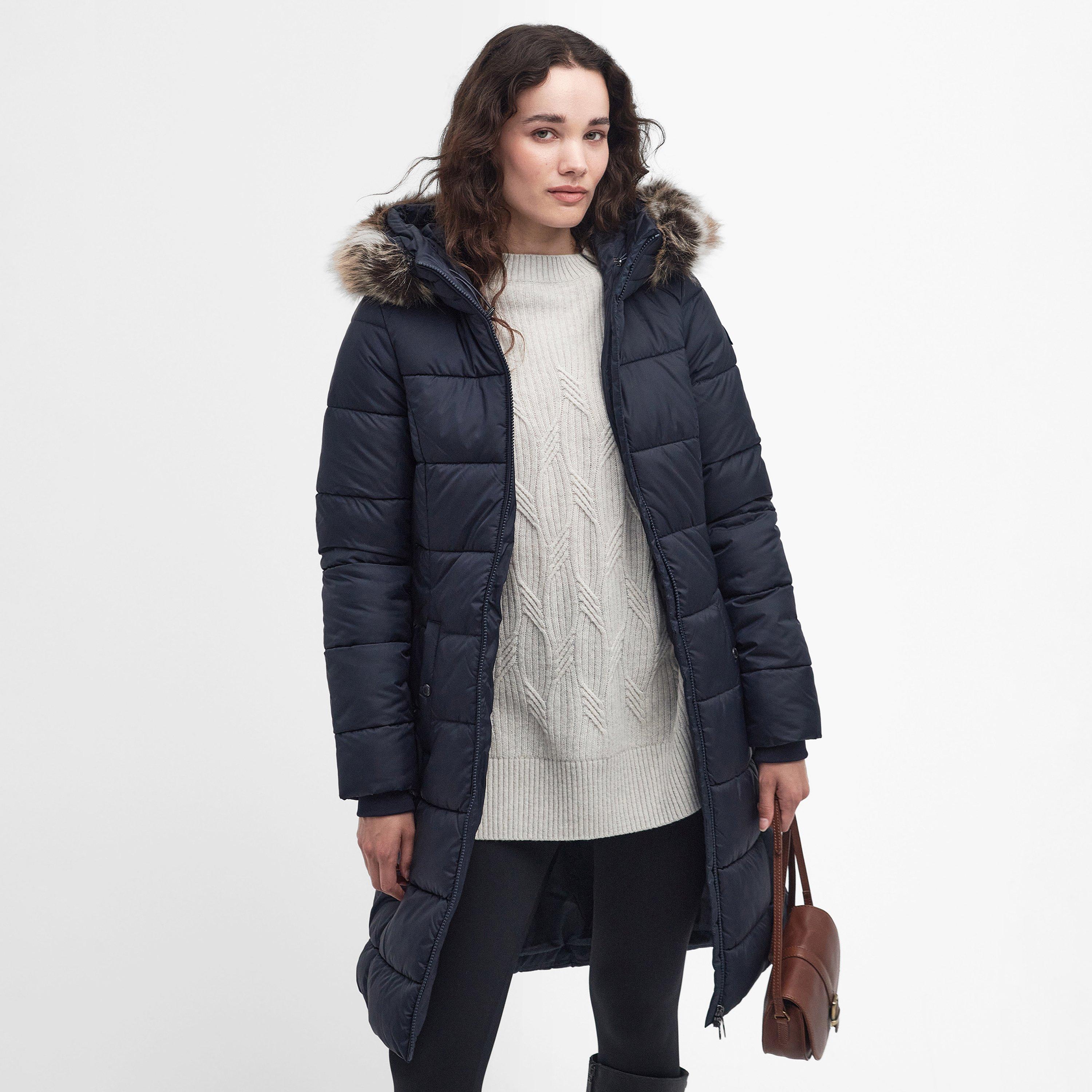 Navy - Barbour - Women's Rosoman Water Resistant Hooded Short Puffer Jacket - 2