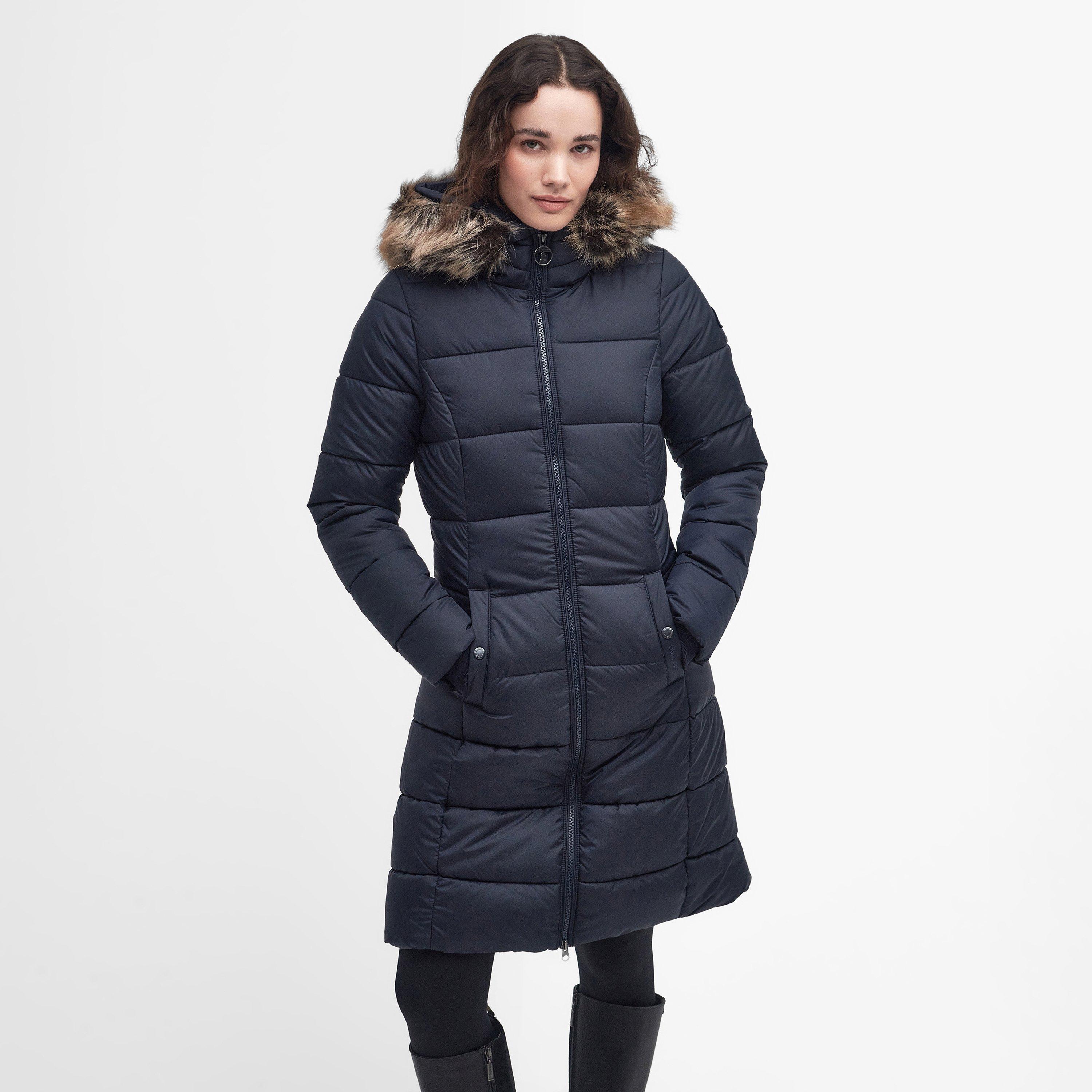 Navy - Barbour - Women's Rosoman Water Resistant Hooded Short Puffer Jacket - 4