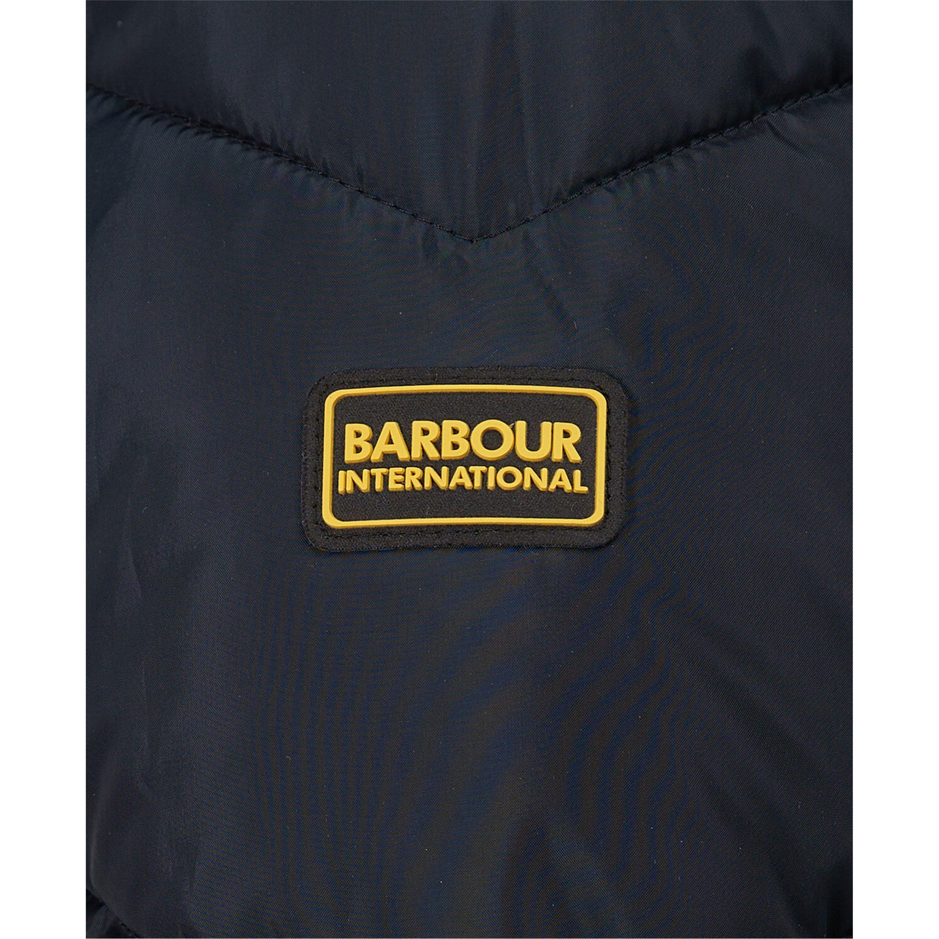 Black - Barbour International - Women's East Moor Detachable Hood Faux Fur Trim Long Sleeve Short Puffer Jacket - 6