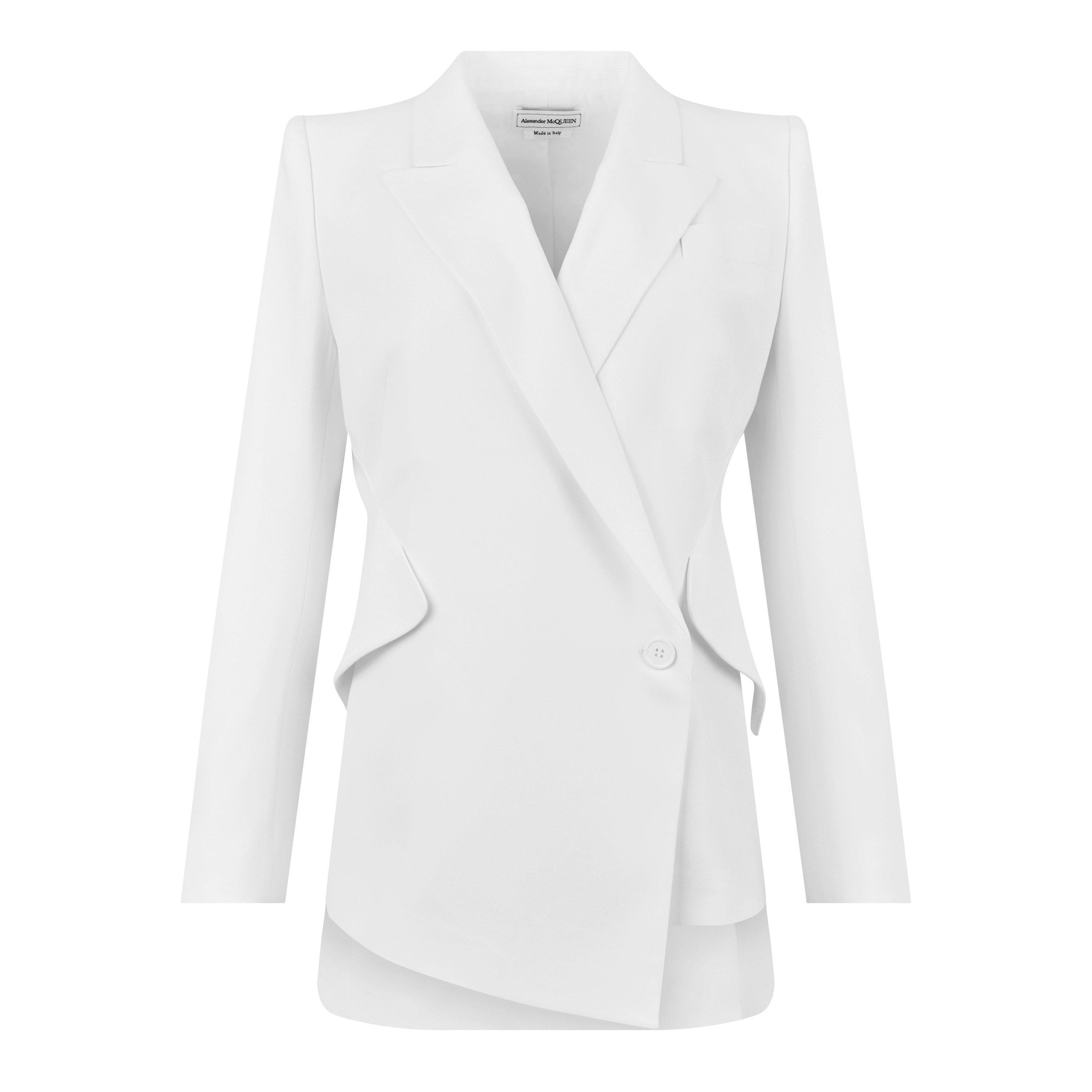 Light Ivory - Alexander McQueen - Leaf Crepe Drop Hem Blazer - 5