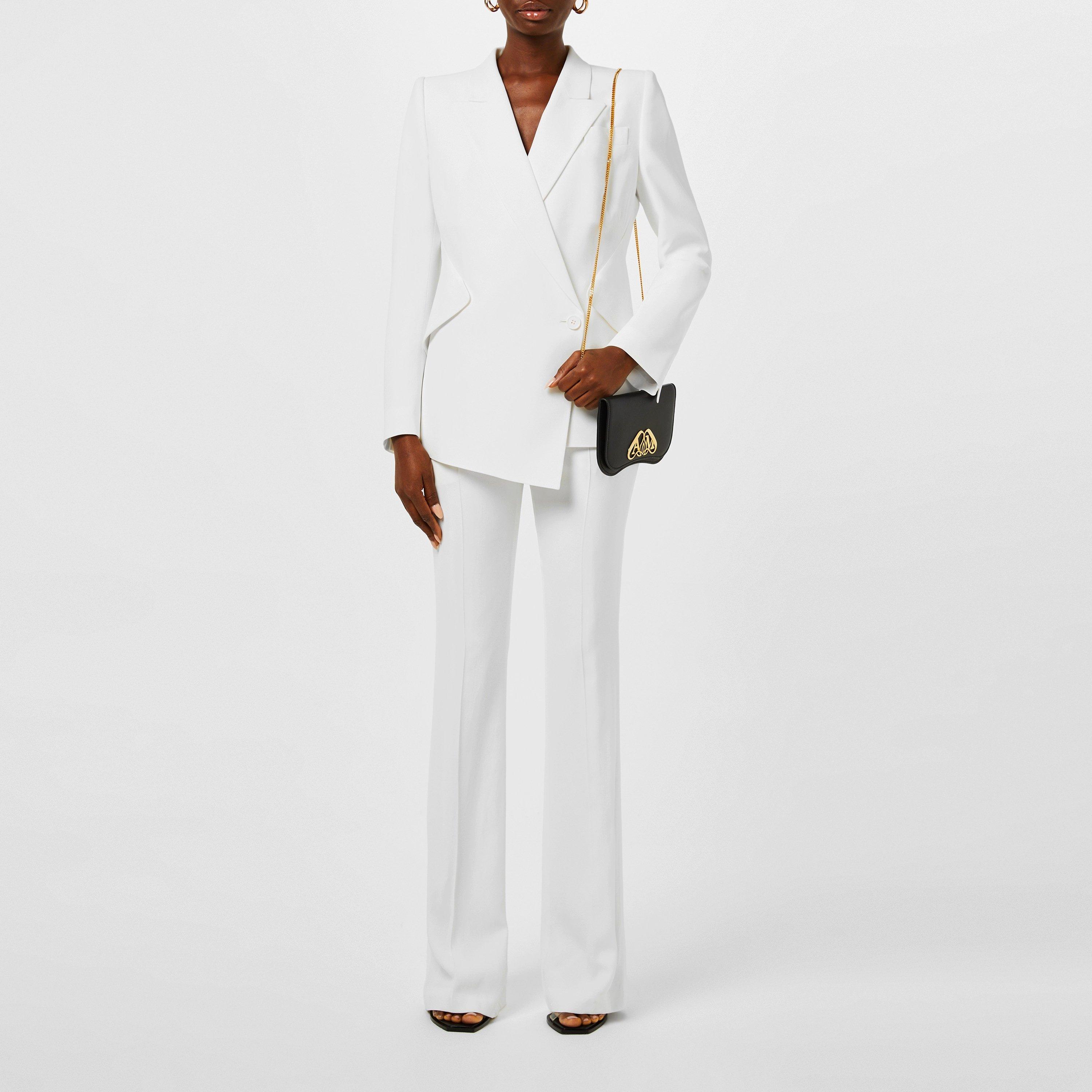 Light Ivory - Alexander McQueen - Leaf Crepe Drop Hem Blazer - 4