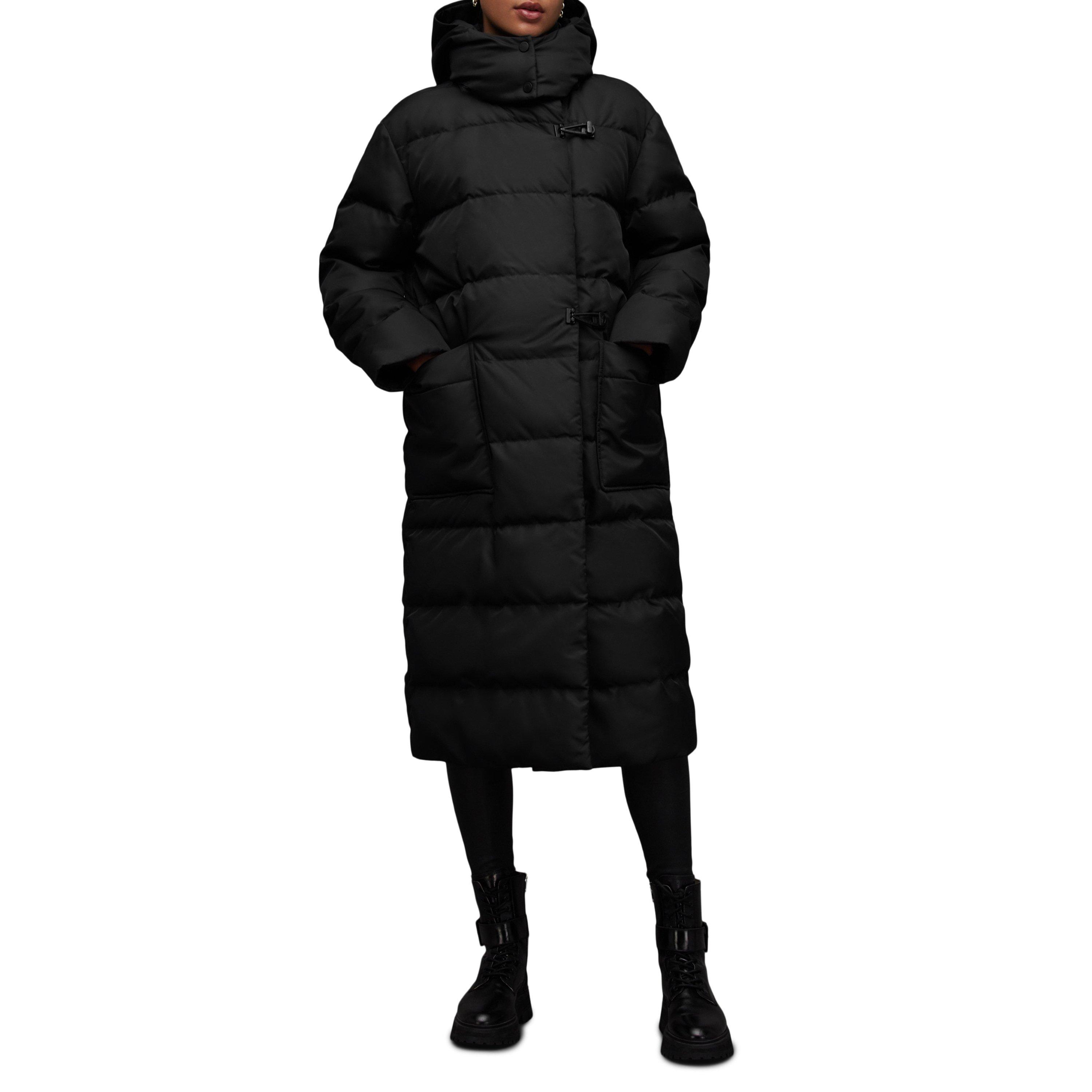 Black - AllSaints - Women's Allana Leo Leopard Print Long Sleeve Hooded Short Puffer Jacket - 4