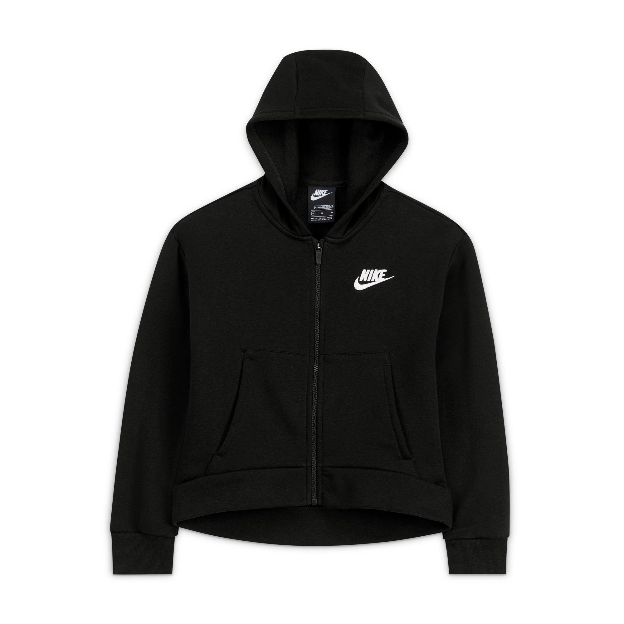 Black/White - Nike - Sportswear Full-Zip Hoodie Junior Girls - 1