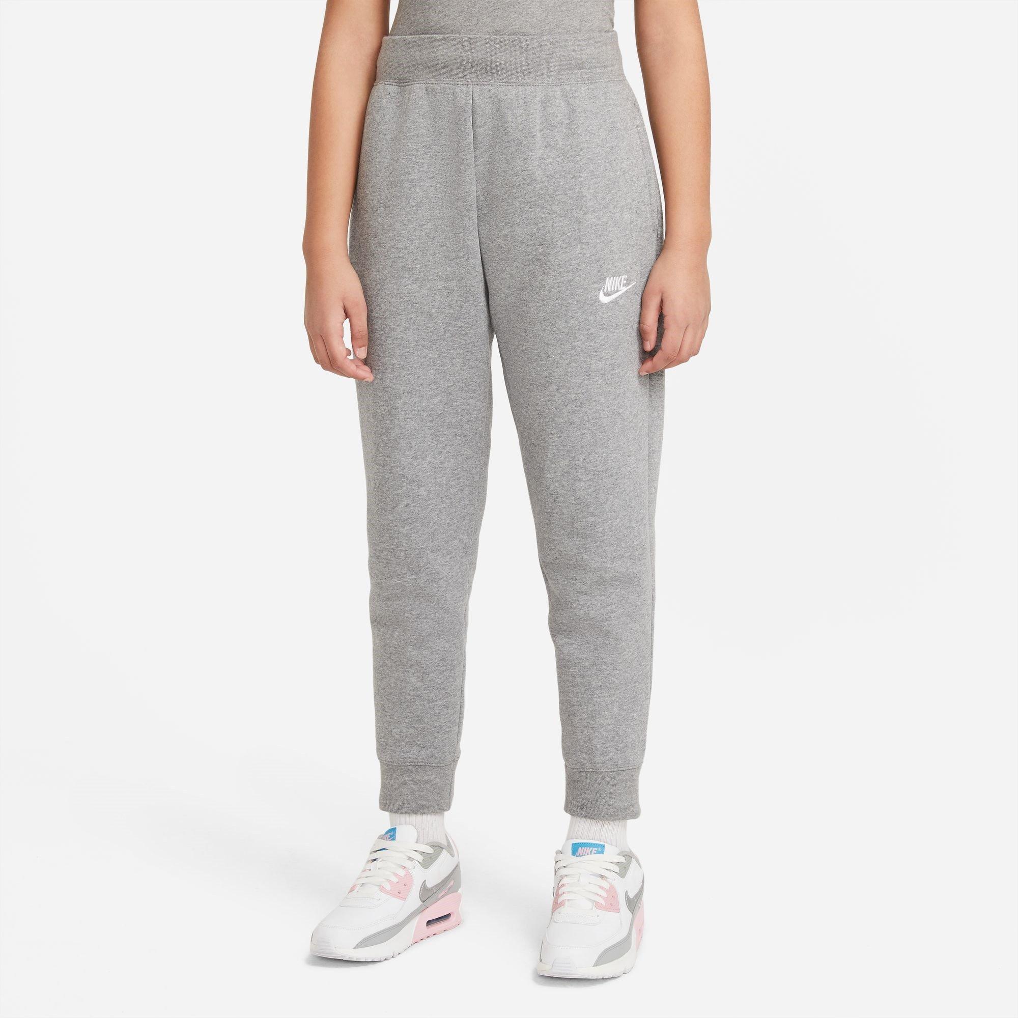 Grey/White - Nike - Girls Fundamentals Fleece Jogging Bottoms - 3
