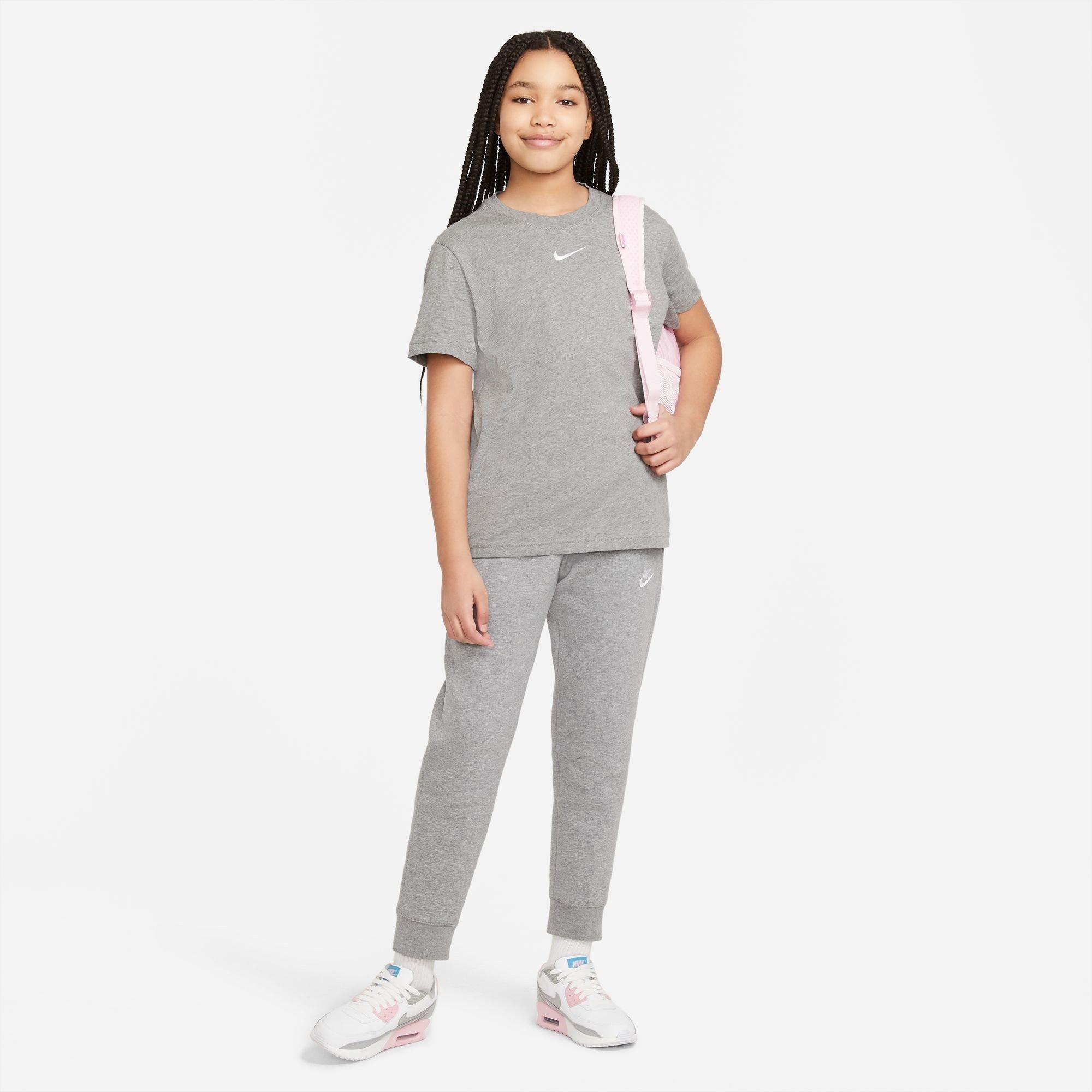 Grey/White - Nike - Girls Fundamentals Fleece Jogging Bottoms - 8