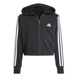 adidas Essentials Girls 3 Stripes Zip Track Top Hoodie