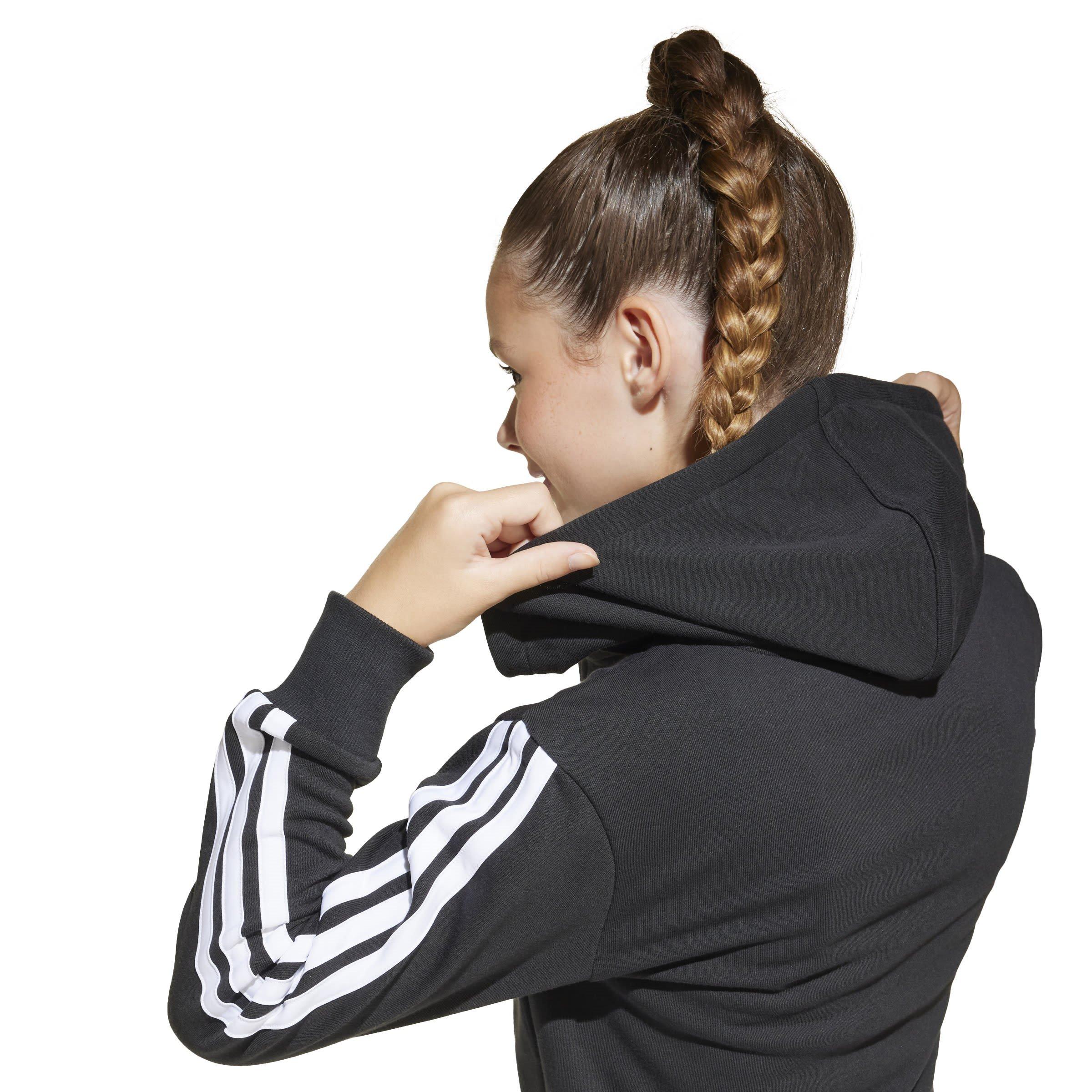 Nero/Bianco - adidas - Essentials Girls 3-Stripes Zip Track Top Hoodie - 5