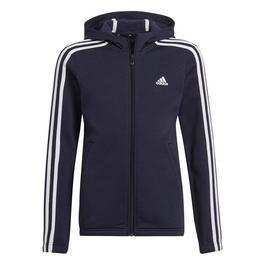 adidas Essentials Girls 3 Stripes Zip Track Top Hoodie