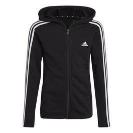 adidas Girls 3 Stripes Zip Track Top Hoodie