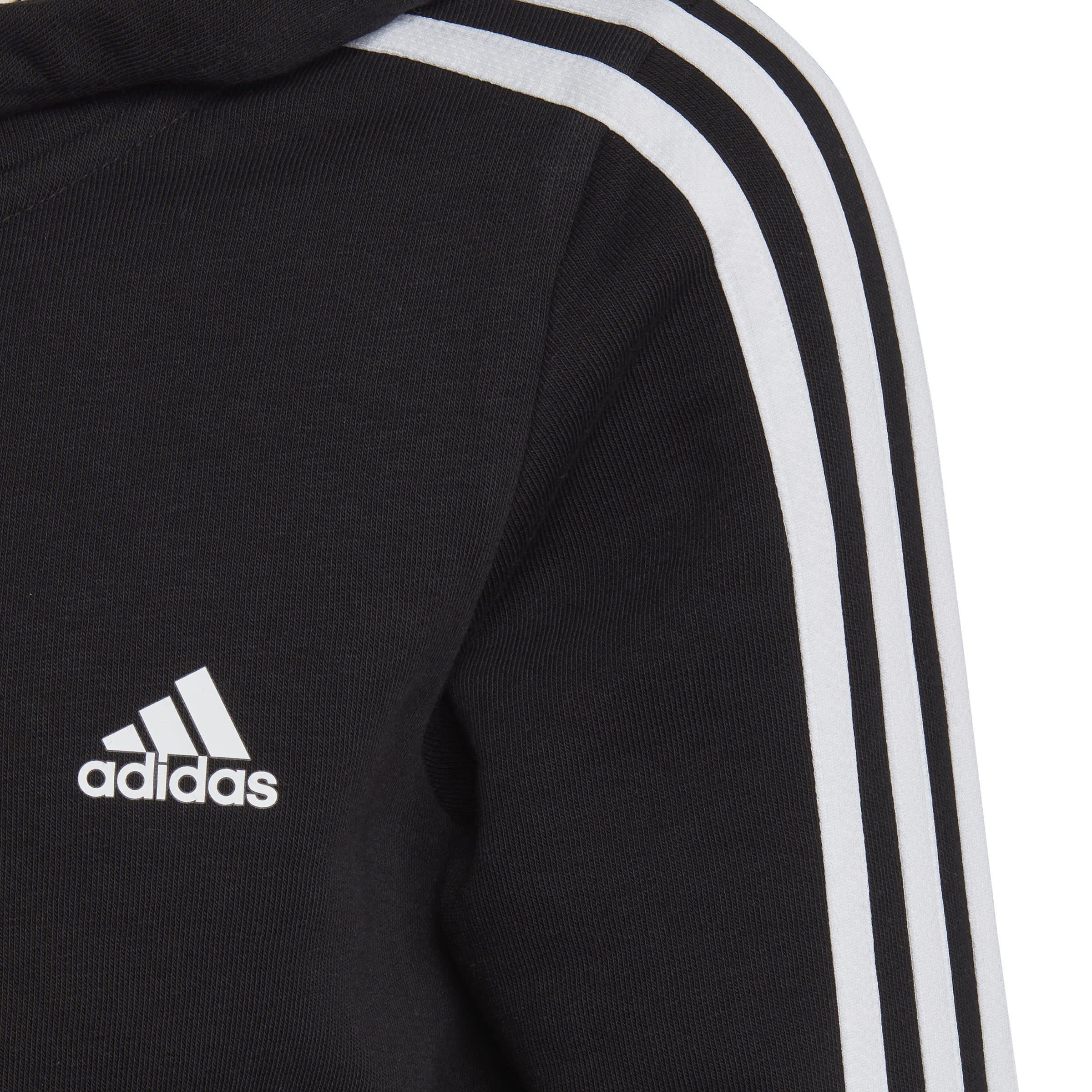 Sort/Hvid - adidas - Essentials Girls 3-Stripes Zip Track Top Hoodie - 4