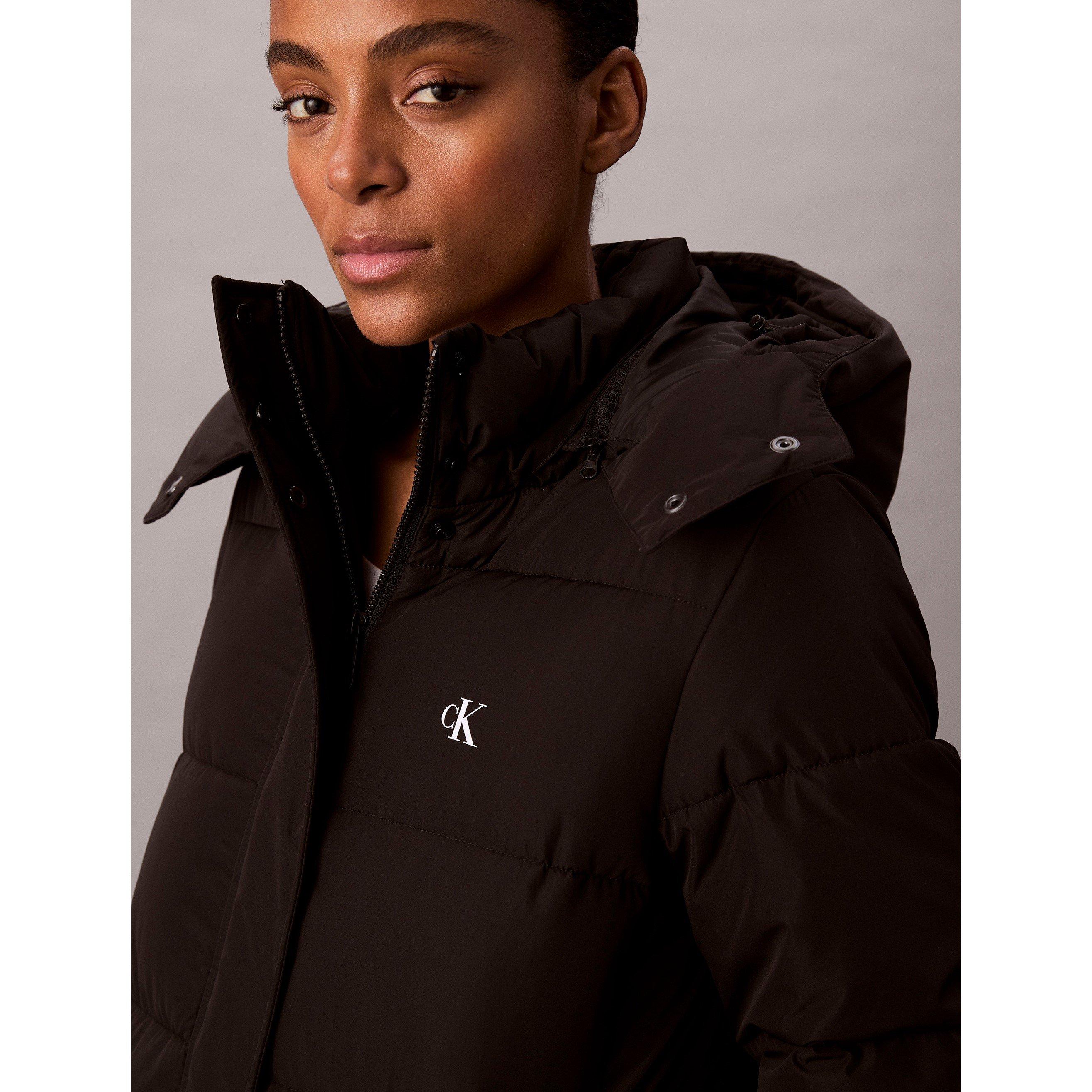 Black - Calvin Klein Jeans - Women's Detachable Hood Long Sleeve Long Puffer Jacket - 2