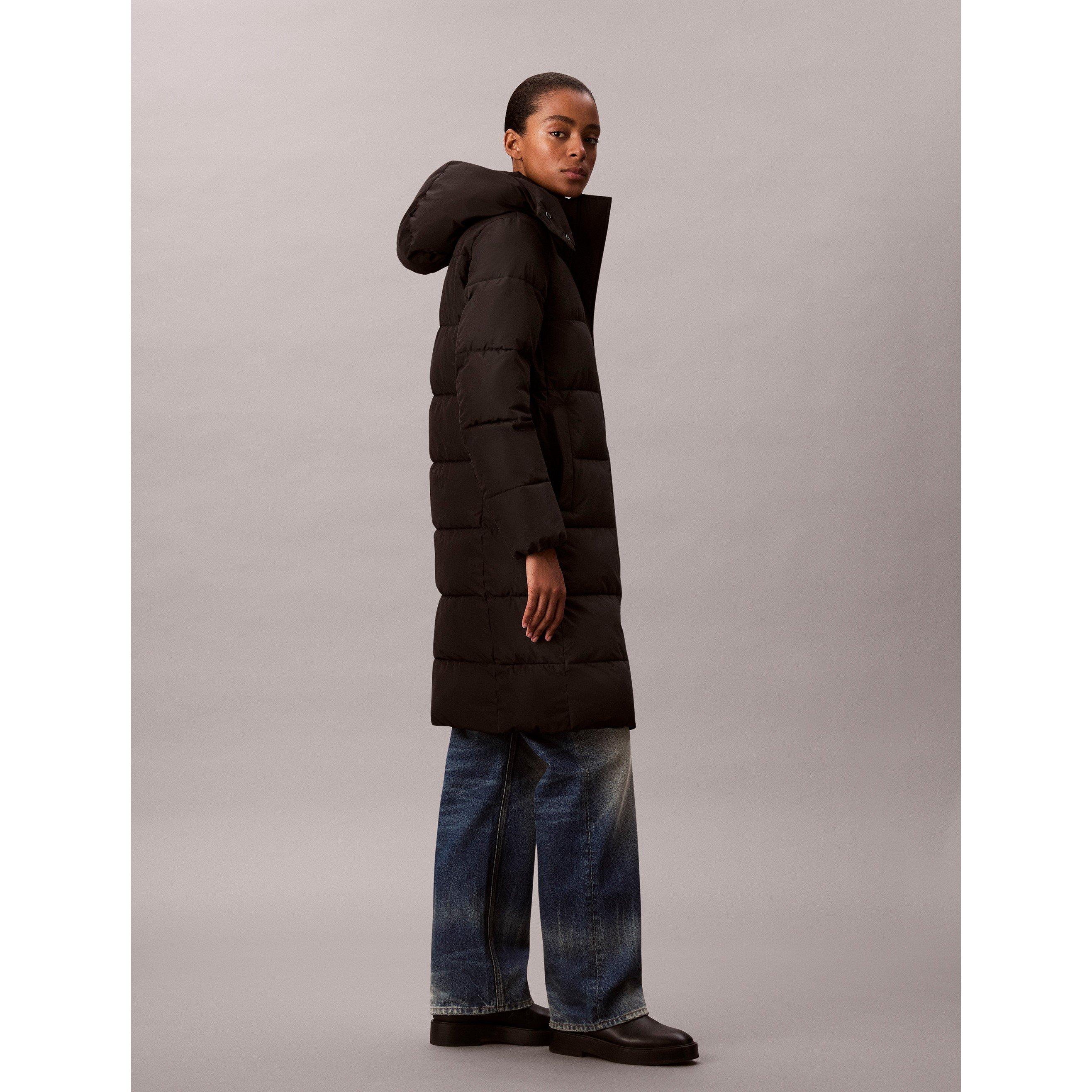 Black - Calvin Klein Jeans - Women's Detachable Hood Long Sleeve Long Puffer Jacket - 3