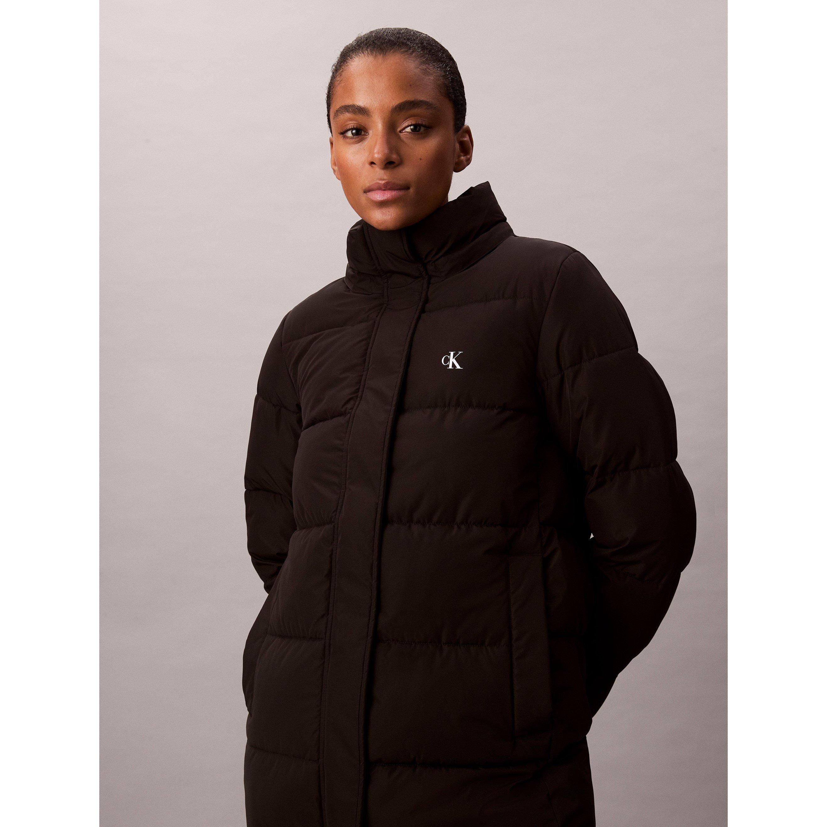 Black - Calvin Klein Jeans - Women's Detachable Hood Long Sleeve Long Puffer Jacket - 4