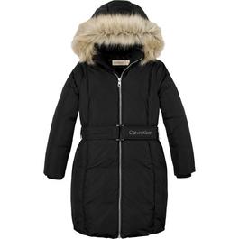 Calvin Klein Jeans Belted Faux Fur Coat Junior