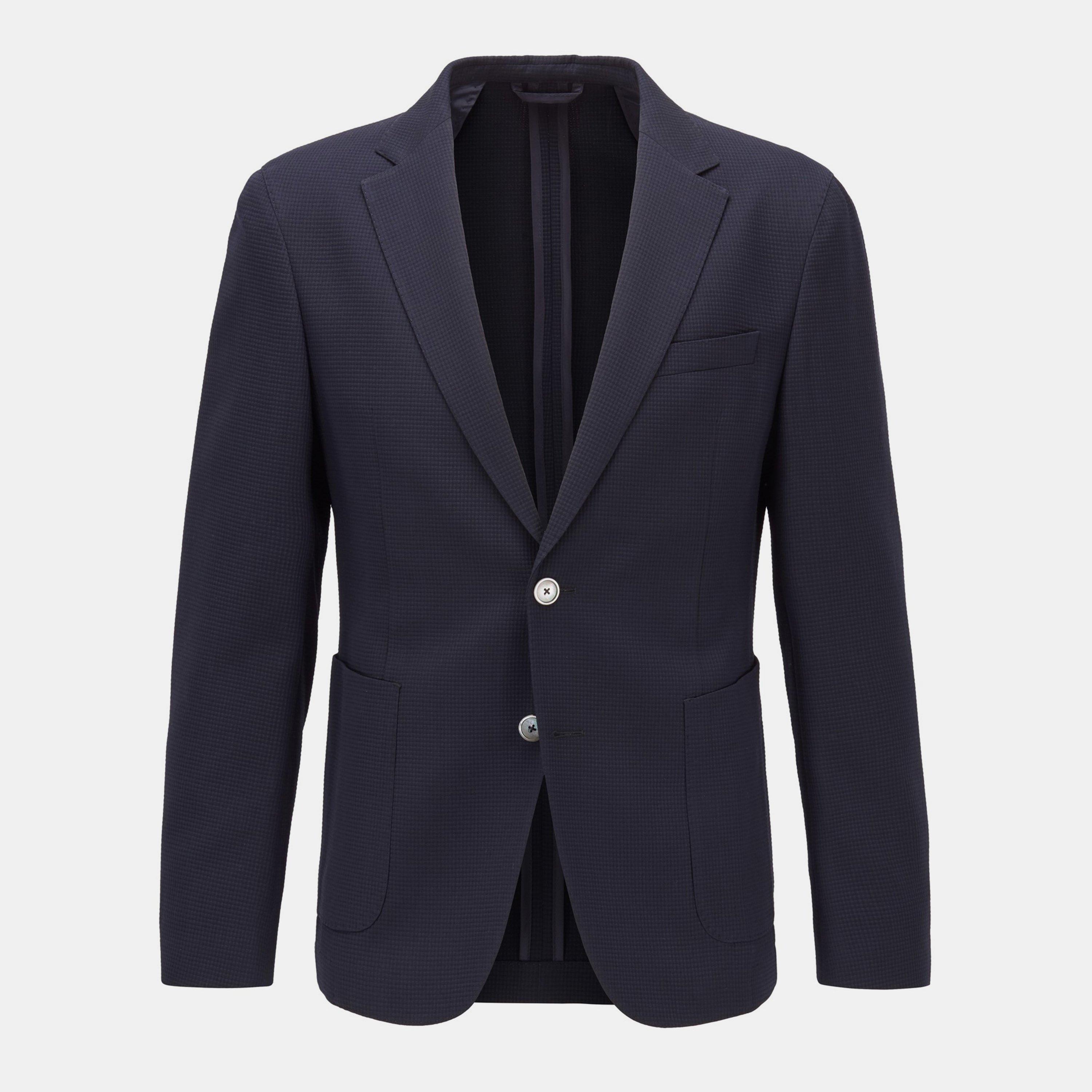 Dark Blue - Hugo - Men's Long Sleeve Zip Tailored Slim Fit Blazer