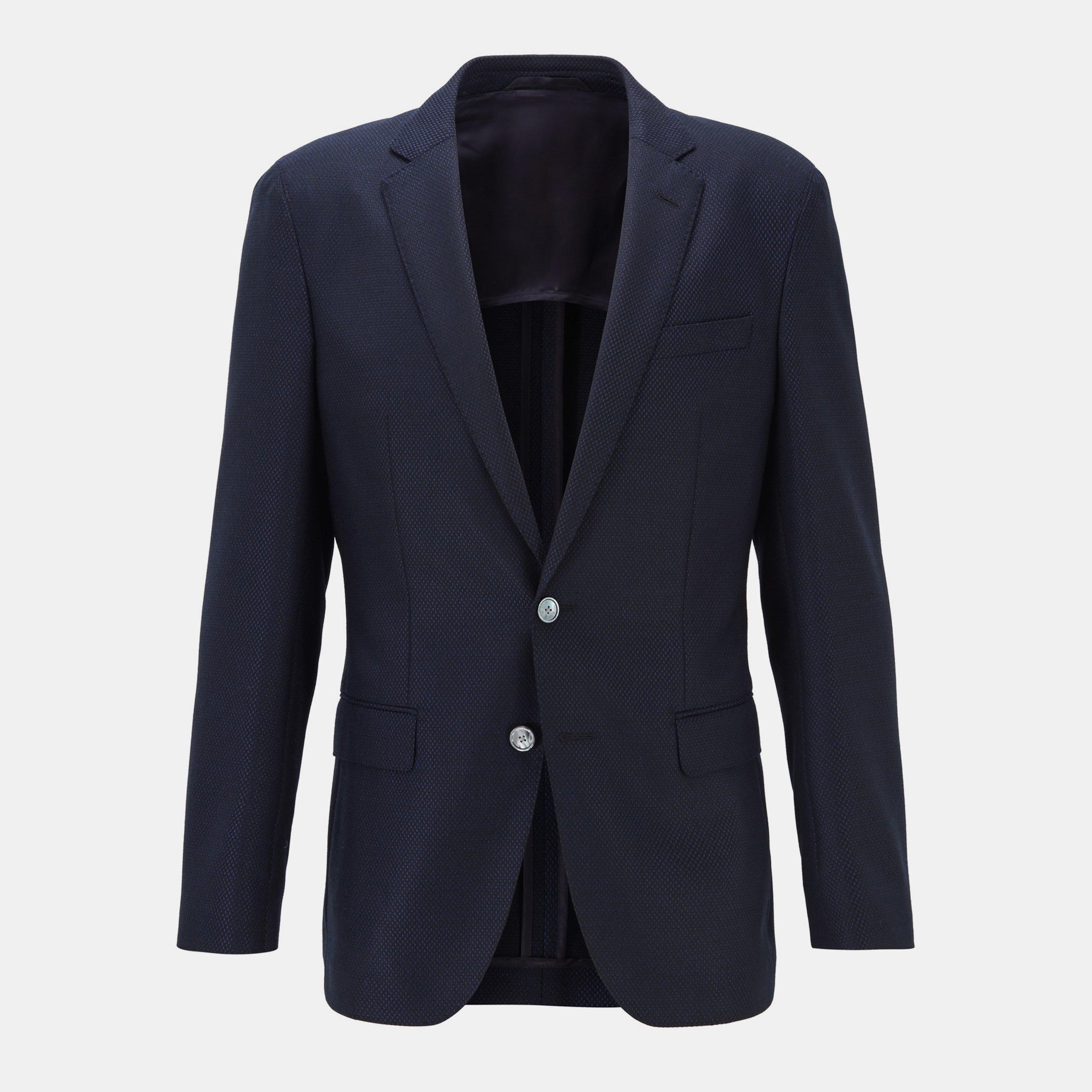 Dark Blue - Hugo - Men's Tailored Long Sleeve Zip Blazer