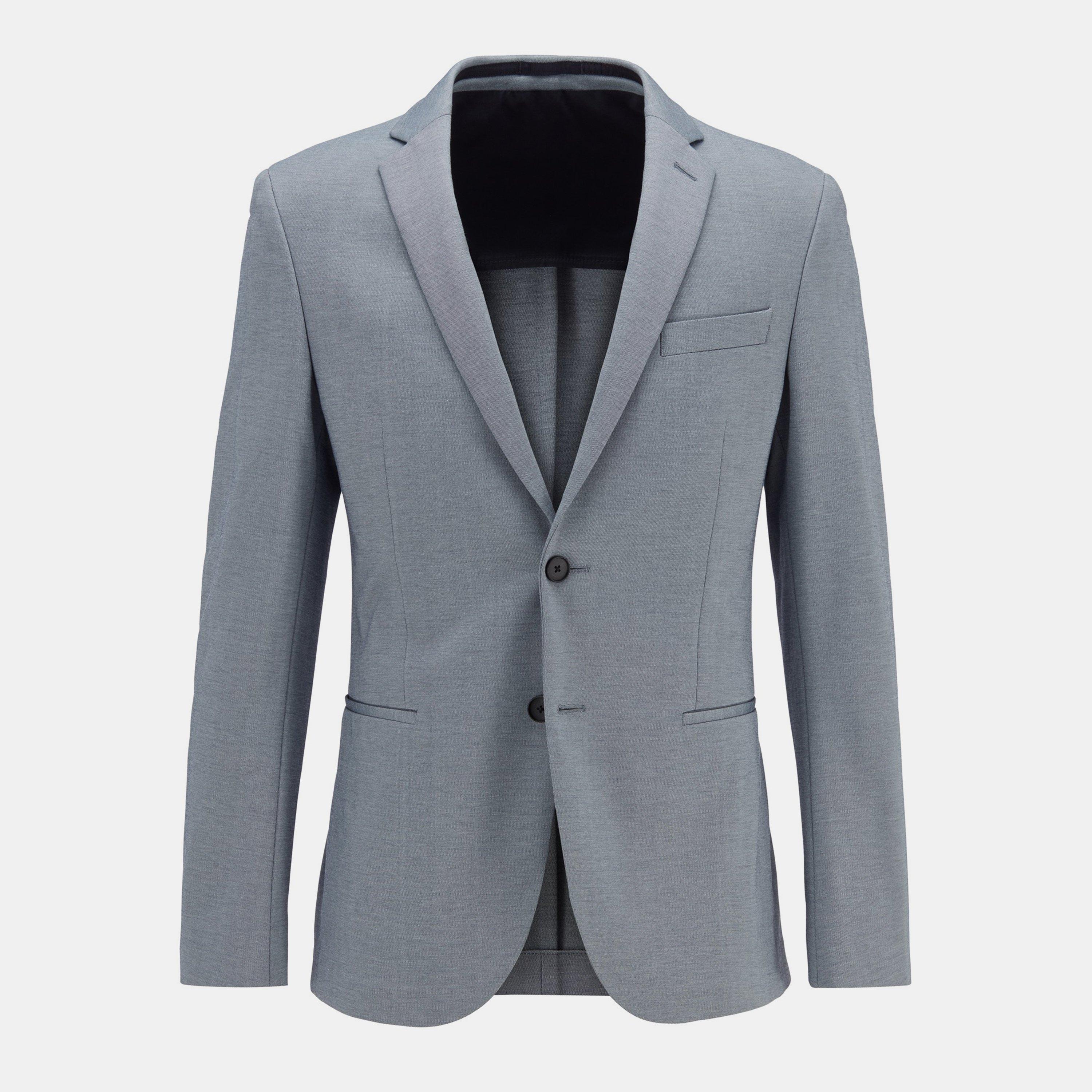 Hugo Men's 'S Long Sleeve Zip Tailored Fit Blazer - Open Blue - S