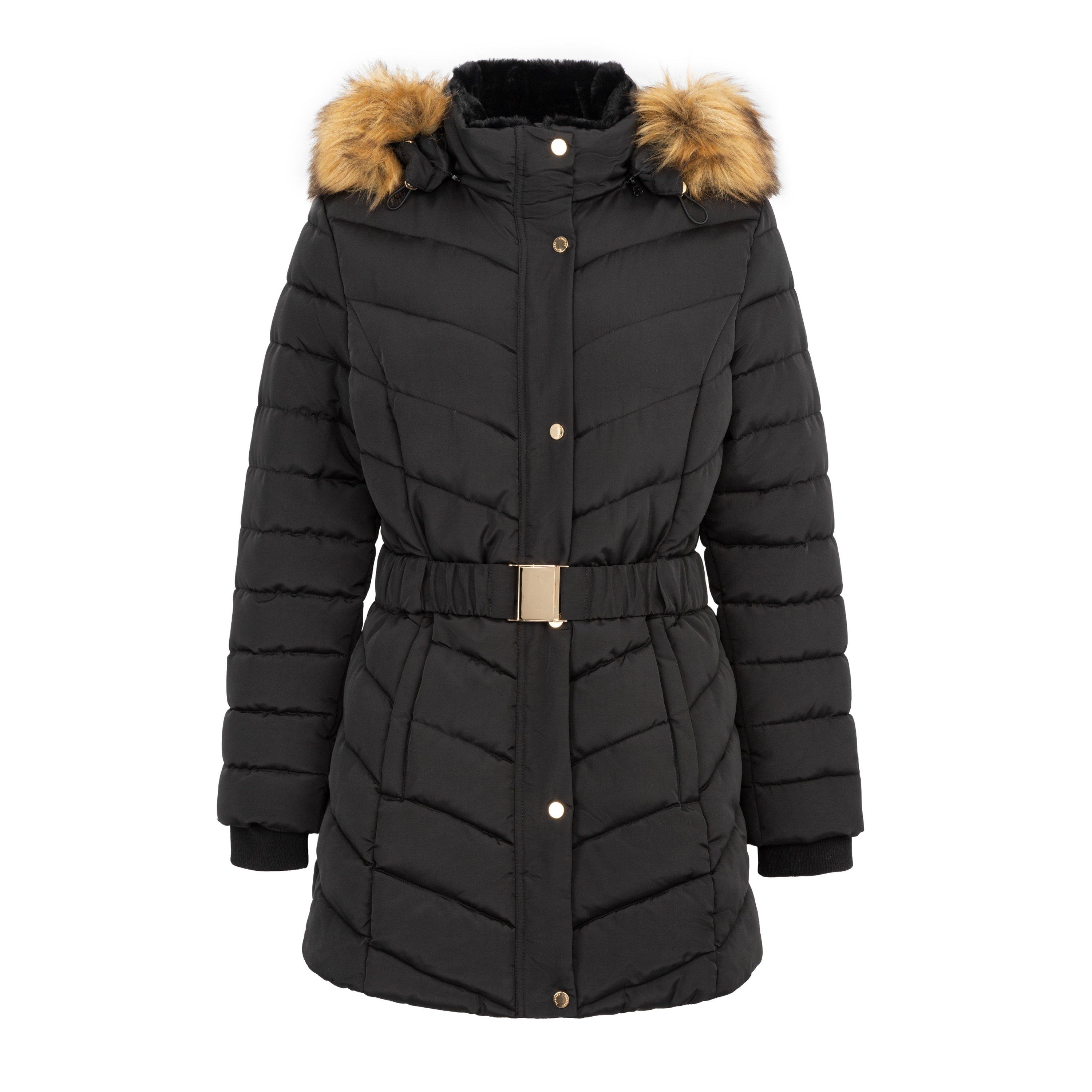 Black - Firetrap - Womens Waterproof Long Sleeve Mid-Length Puffer Jacket - 1