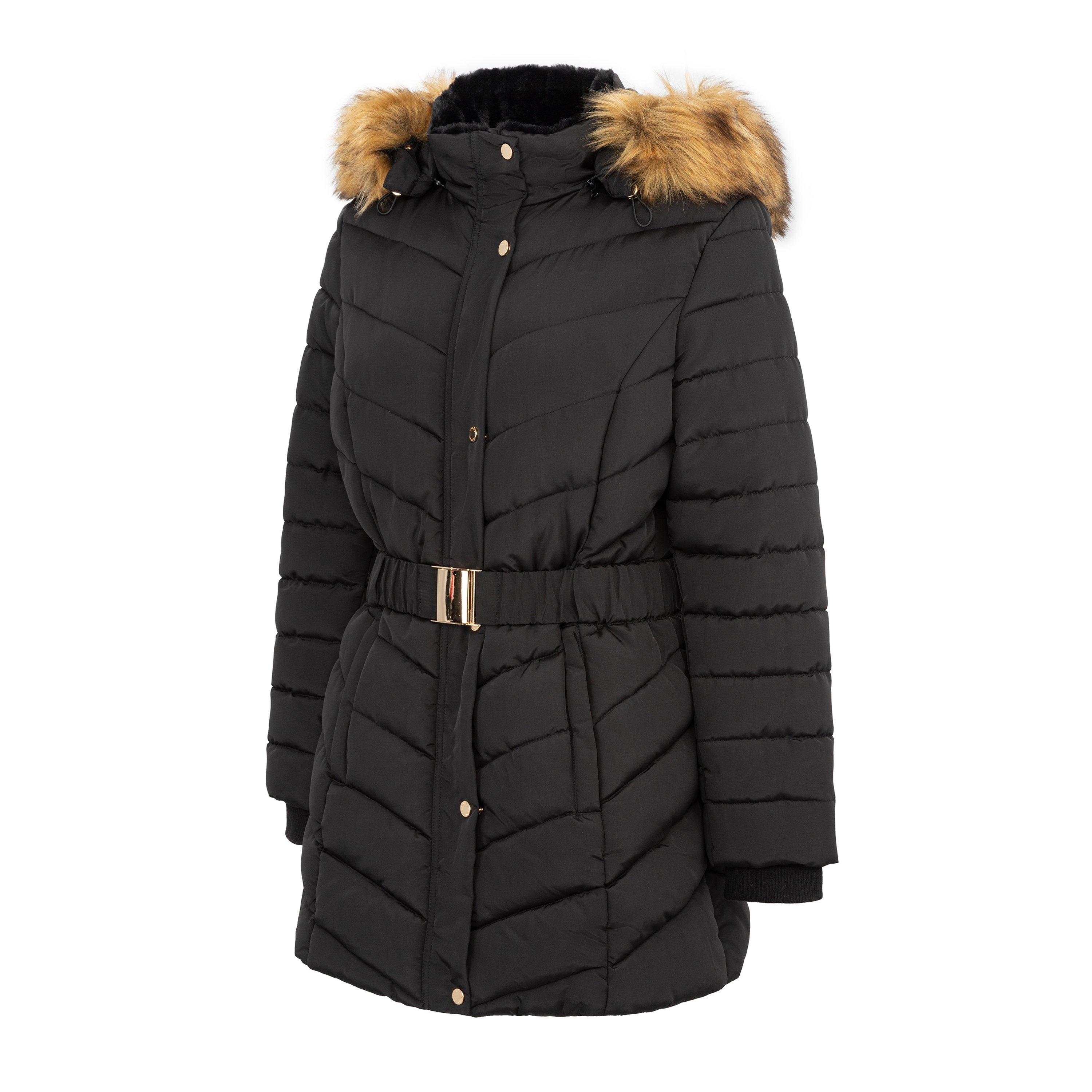 Noir - Firetrap - Waterproof Long Sleeve Mid-Length Puffer Jacket - 3