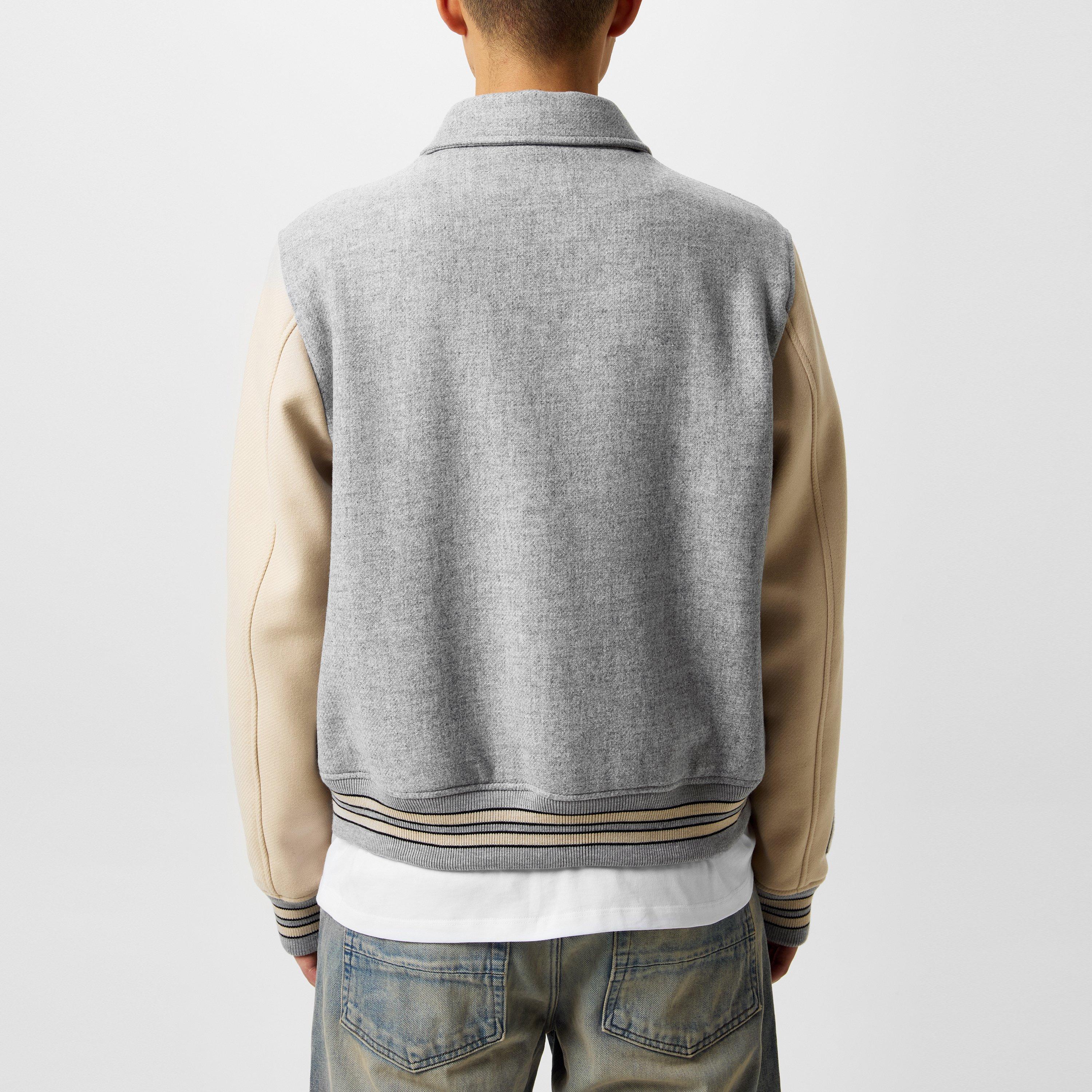 Grey - Amiri - Men's Bones Wool Long Sleeve Varsity Jacket - 4