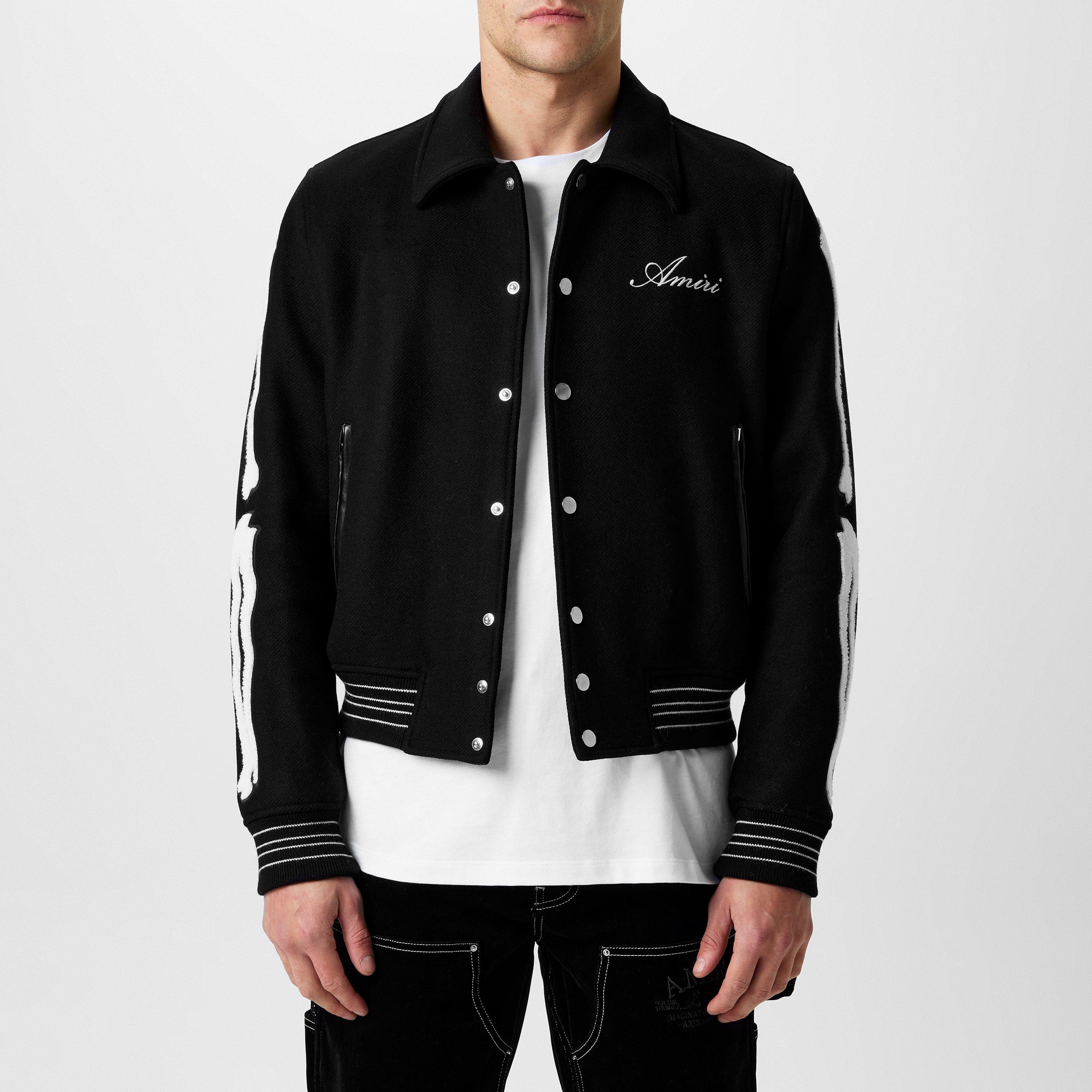 Black 001 - Amiri - Bones Wool Varsity Jacket - 3