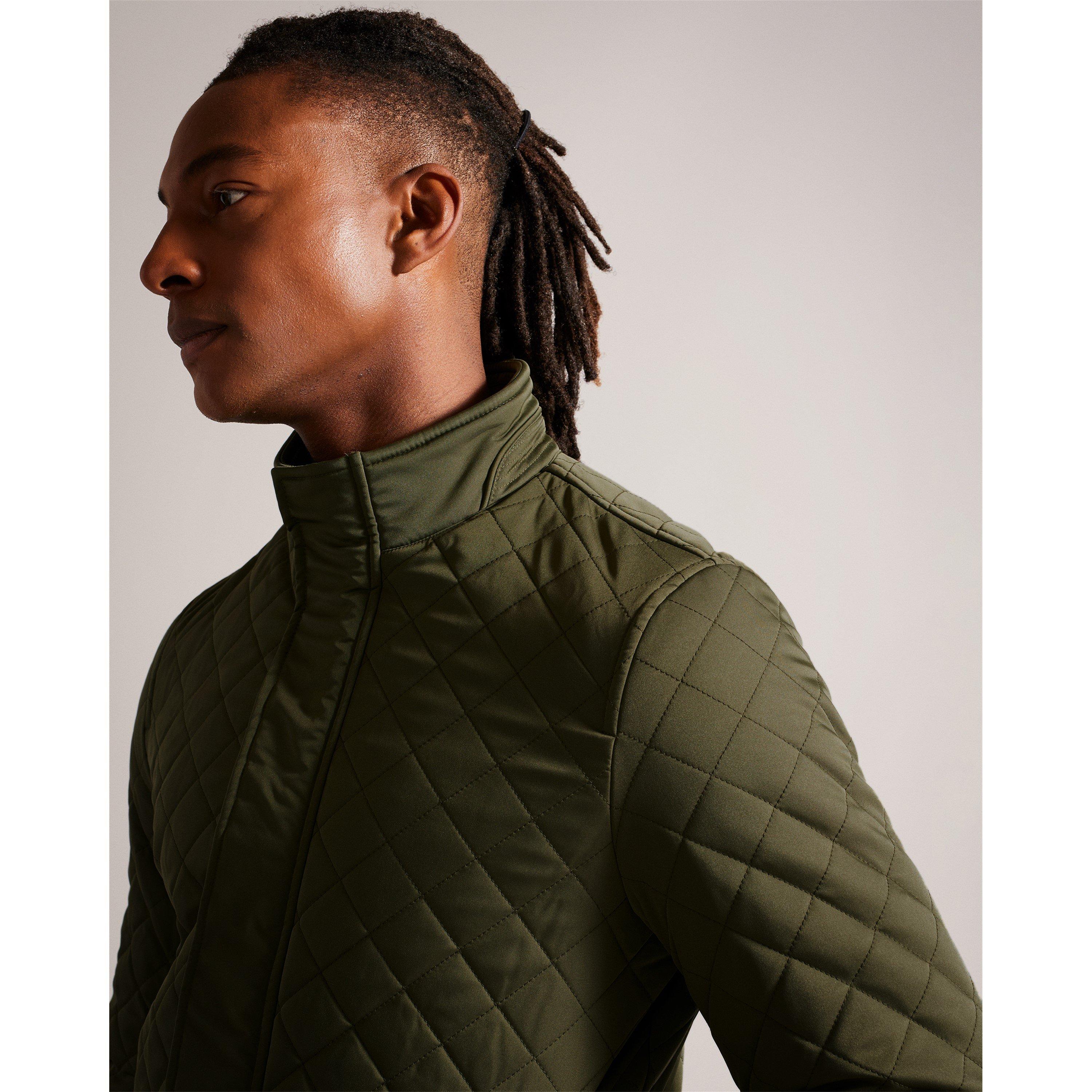 Khaki - Ted Baker - Finnich Diamond Quilted Jacket - 4