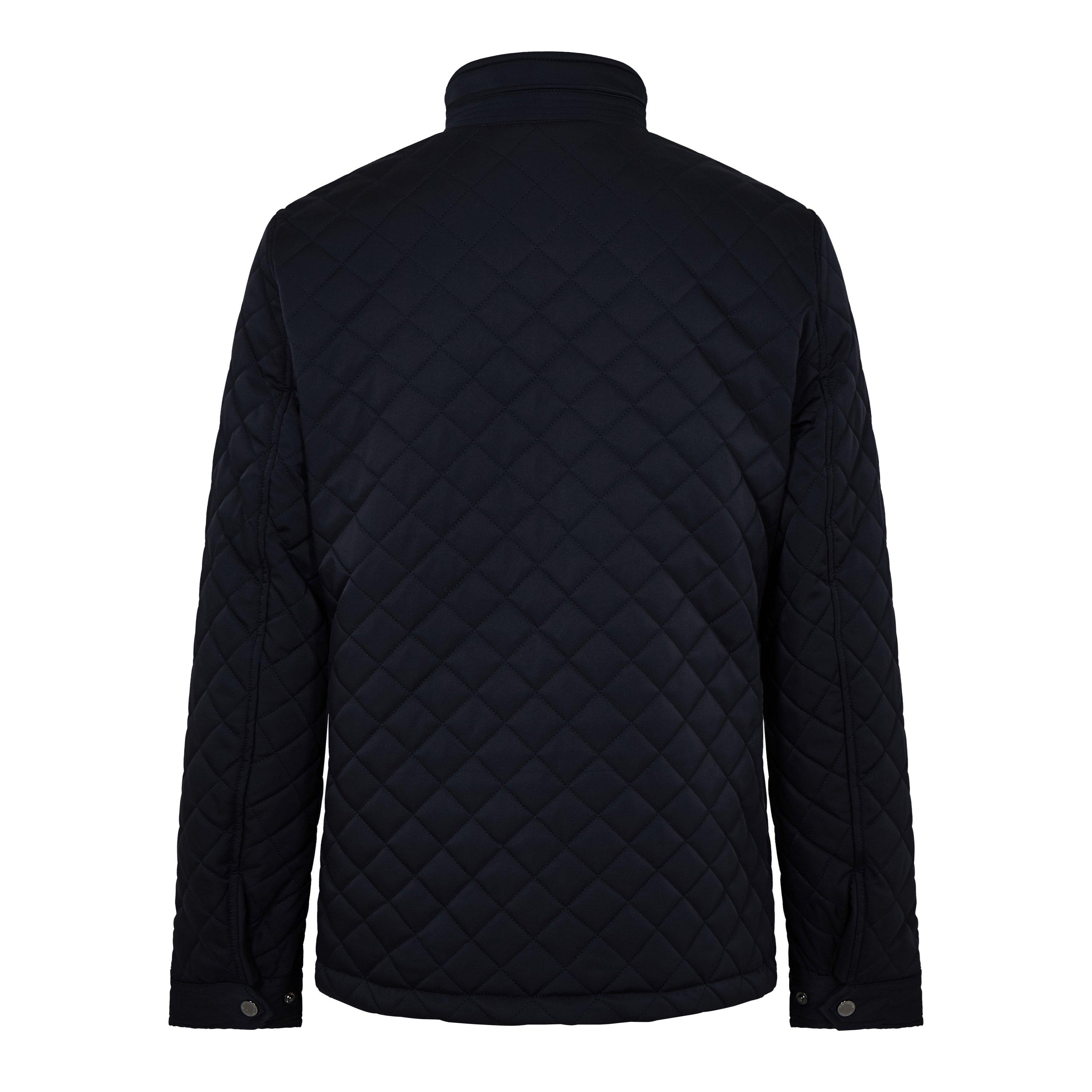 Navy - Ted Baker - Men's Finnich Diamond Funnel Neck Long Sleeve Quilted Jacket - 6