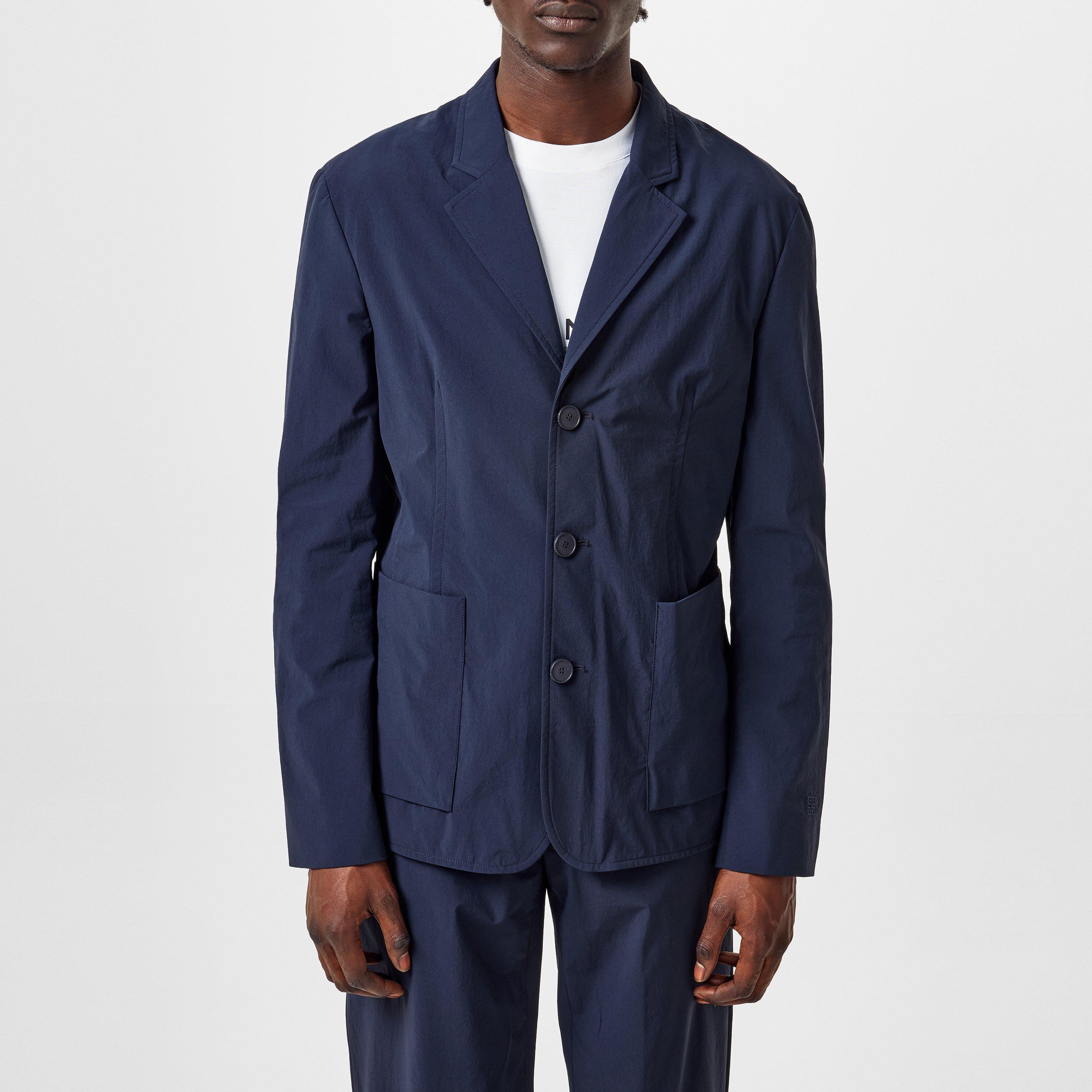 Night Blue - GIVENCHY - Men's Single Breasted Wool Mohair Peak Lapel Long Sleeve Standard Fit Blazer - 1