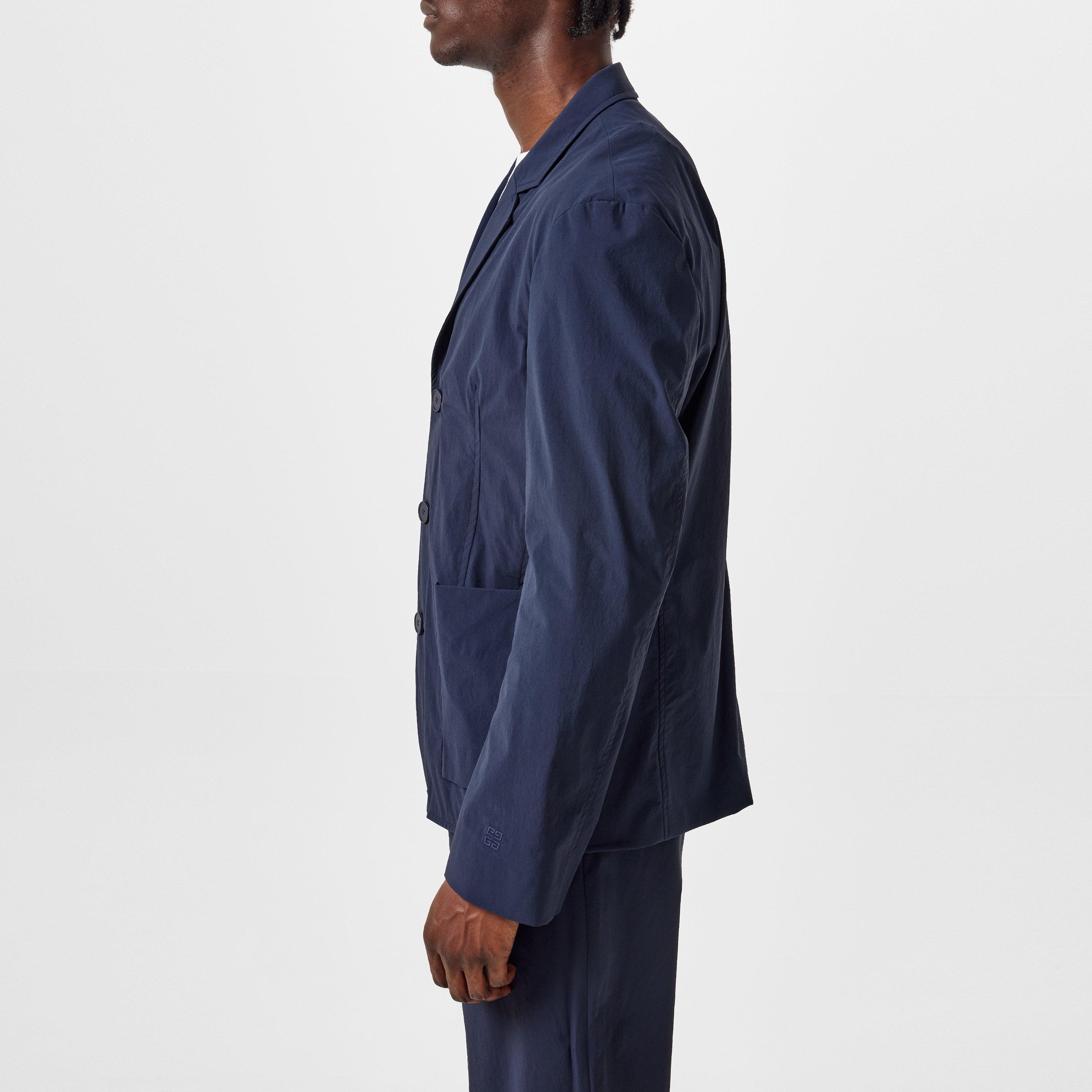 Night Blue - GIVENCHY - Men's Single Breasted Wool Mohair Peak Lapel Long Sleeve Standard Fit Blazer - 2