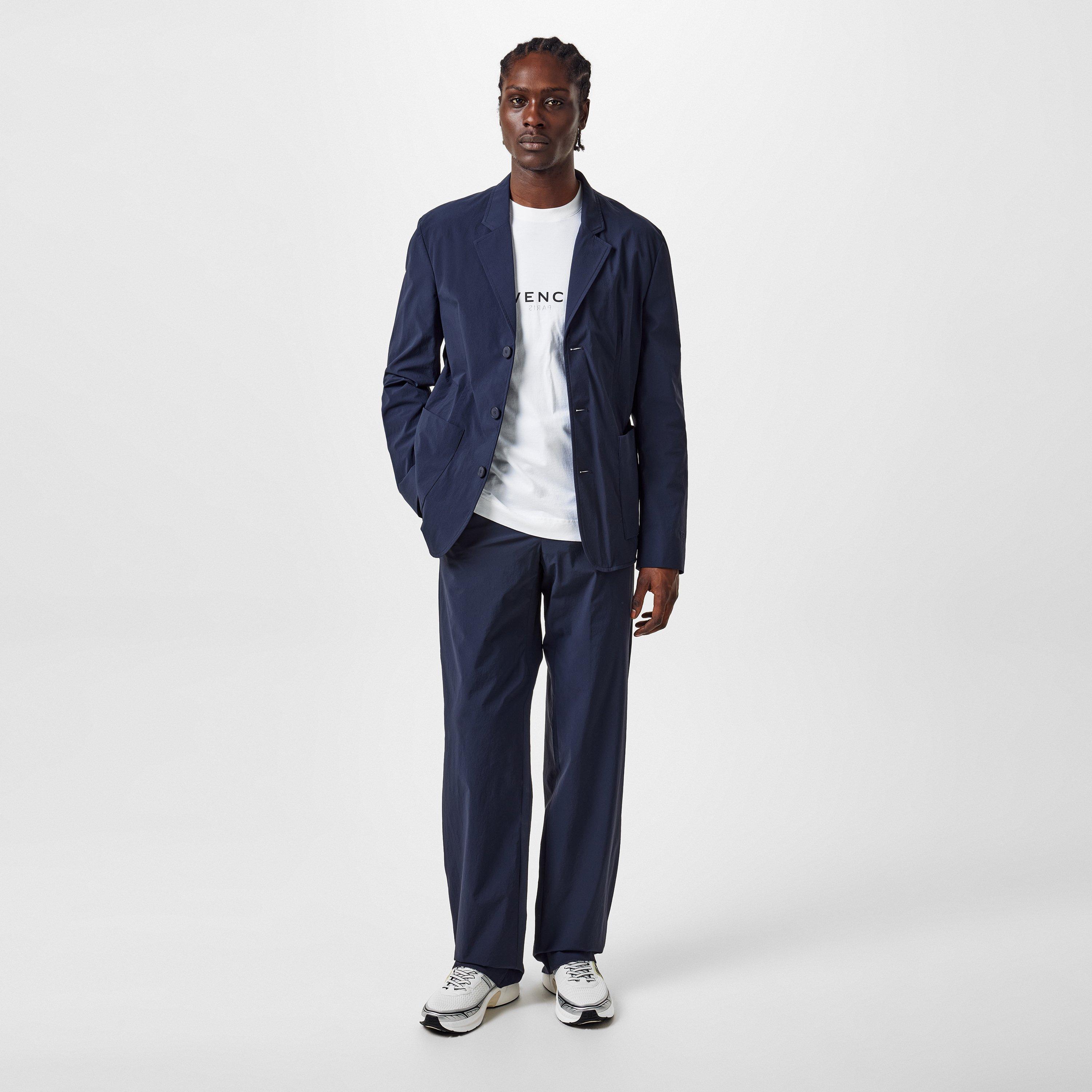 Night Blue - GIVENCHY - Men's Single Breasted Wool Mohair Peak Lapel Long Sleeve Standard Fit Blazer - 4