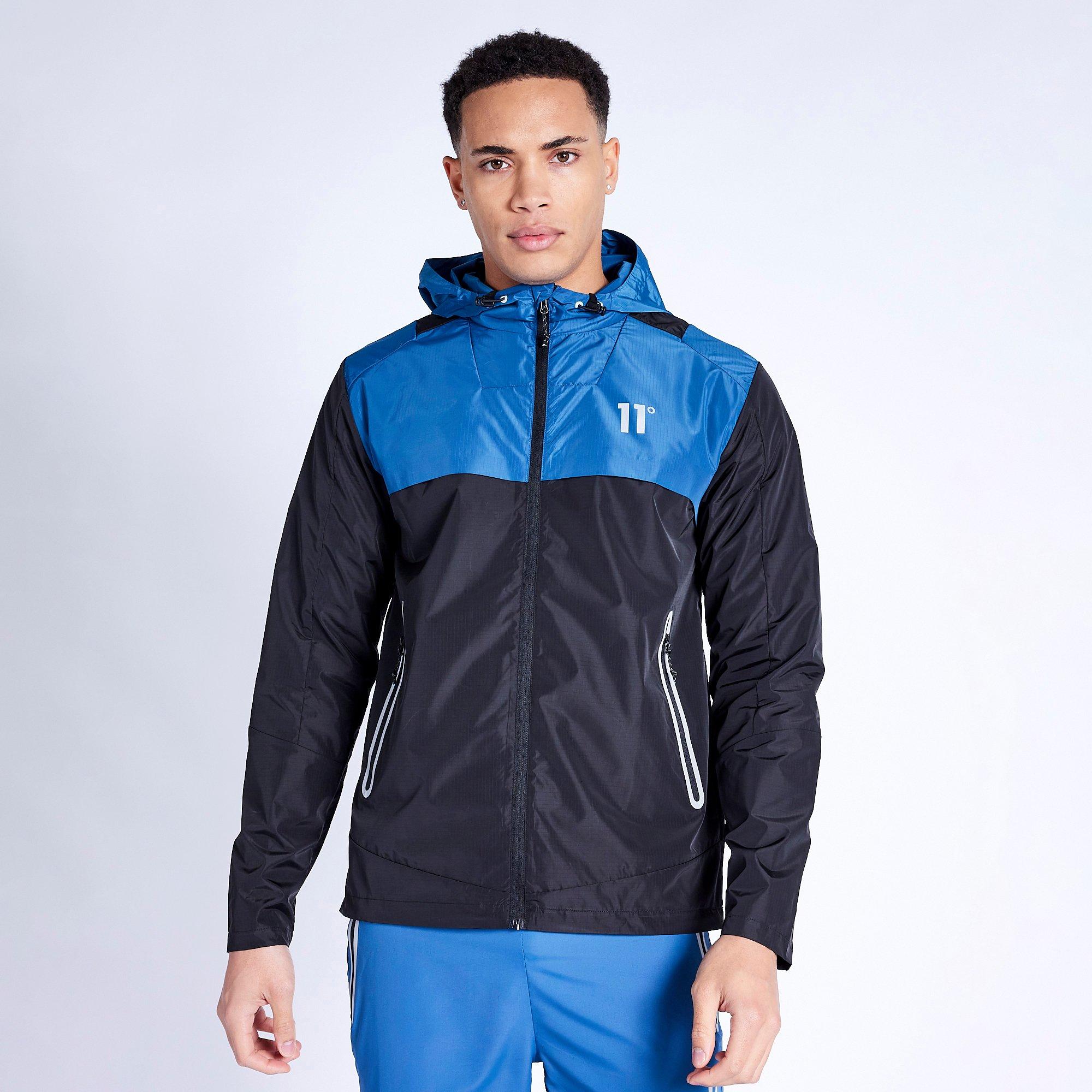 Black/Steel Blu - 11 Degrees - Men's Lithium Water Resistant Long Sleeve Rain Anorak - 1