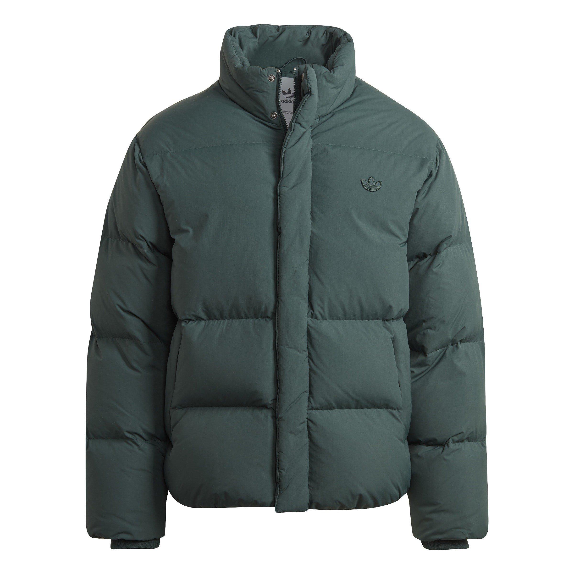 MINERAL GREEN - adidas Originals - Men's Down Storm Flap Stand Collar Long Sleeve Short Puffer Jacket - 1