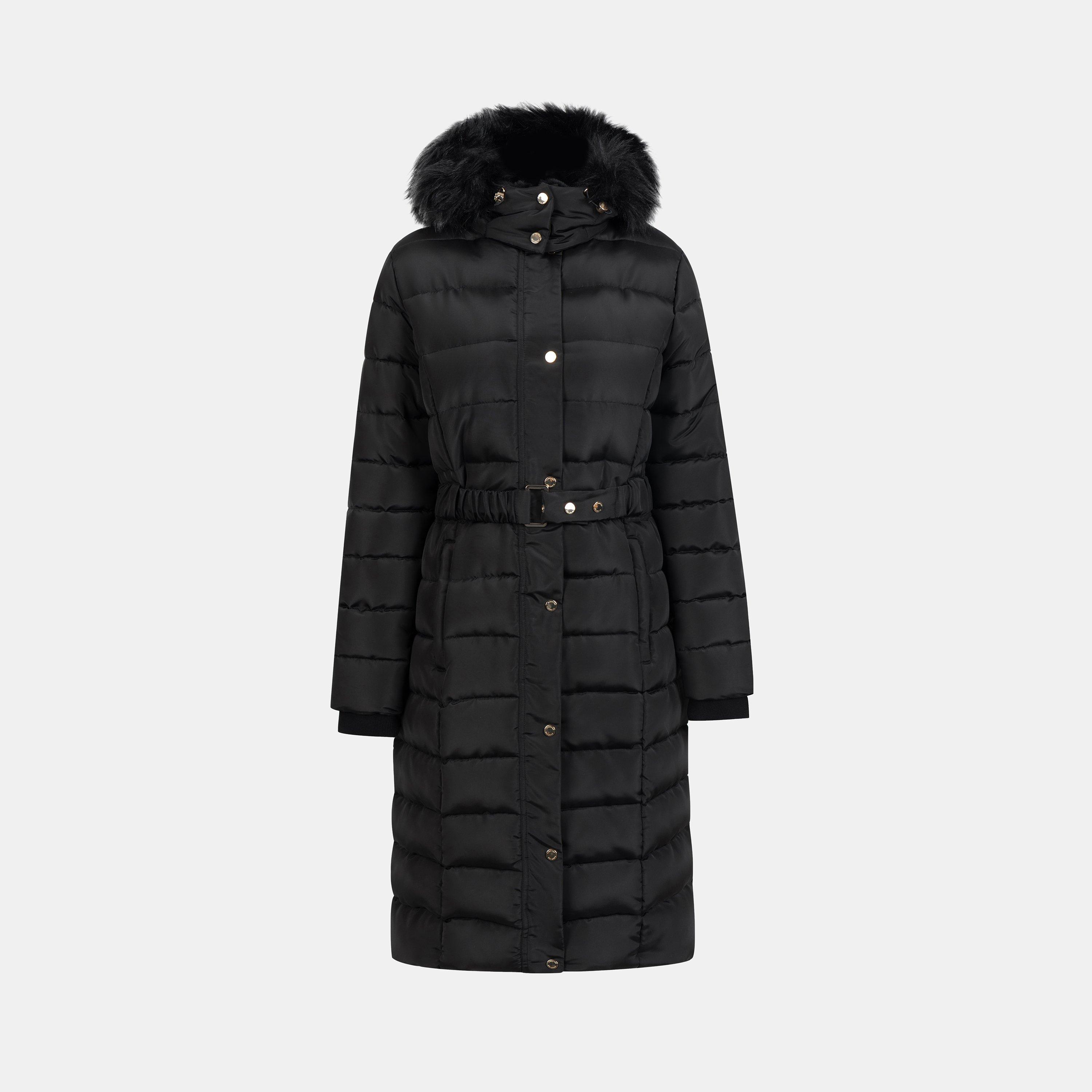 Firetrap Womens Longline Belted Hooded Long Sleeve Puffer Jacket
