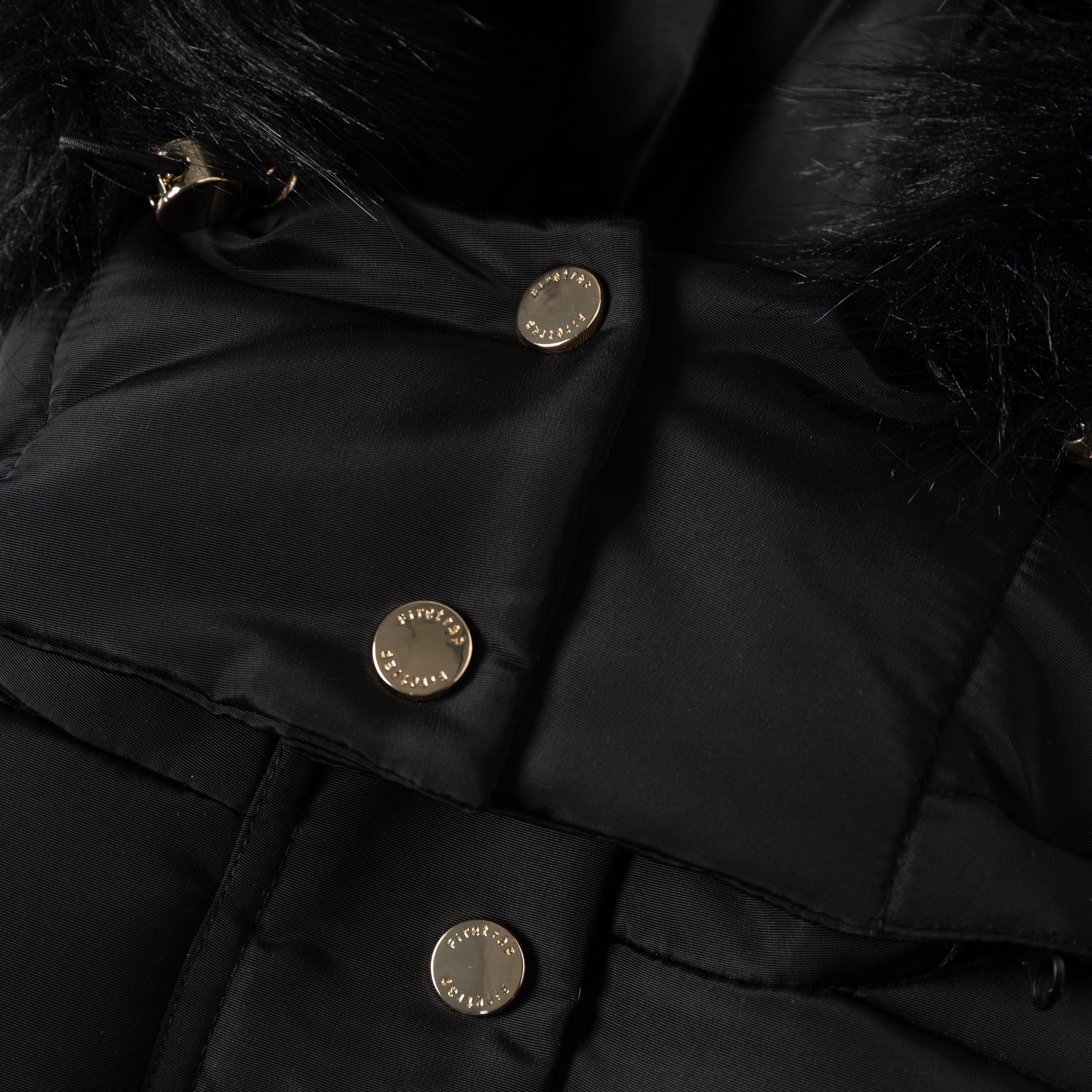 Black - Firetrap - Womens Longline Belted Hooded Long Sleeve Puffer Jacket - 4