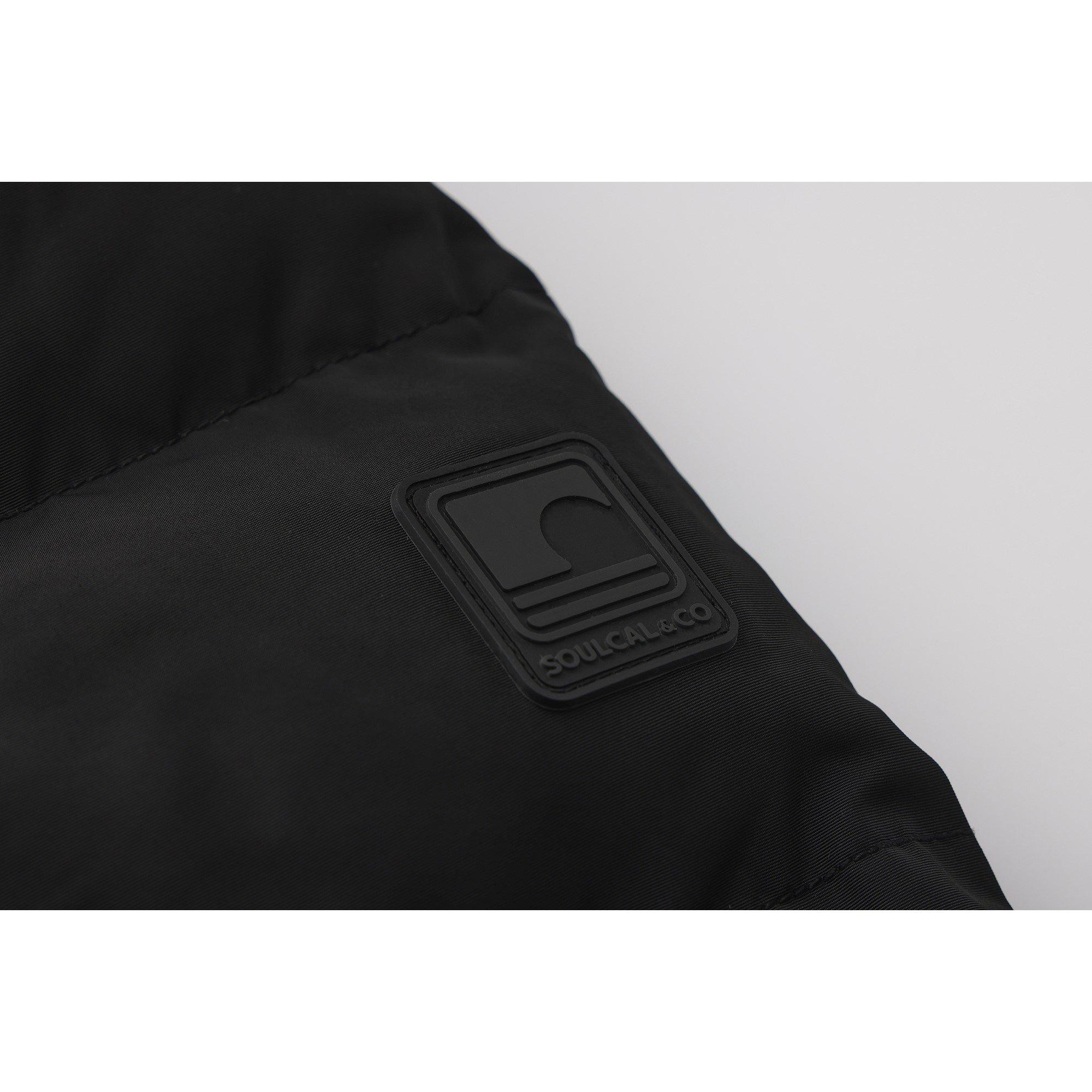 Schwarz - SoulCal - Water Resistant Faux Fur Trim Windproof Long Sleeve Puffer Jacket - 6