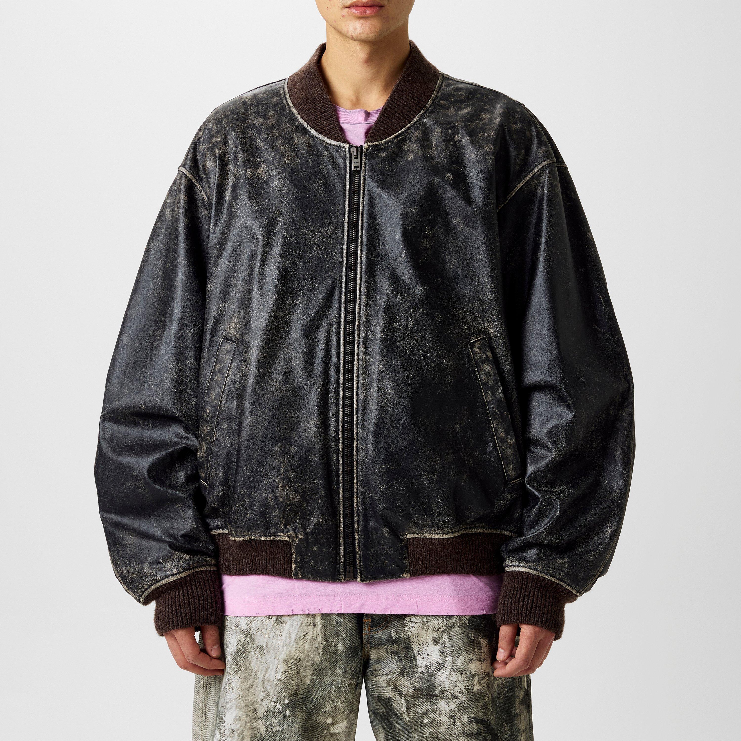Black - Acne Studios - Men's Leather Long Sleeve Bomber Jacket - 1