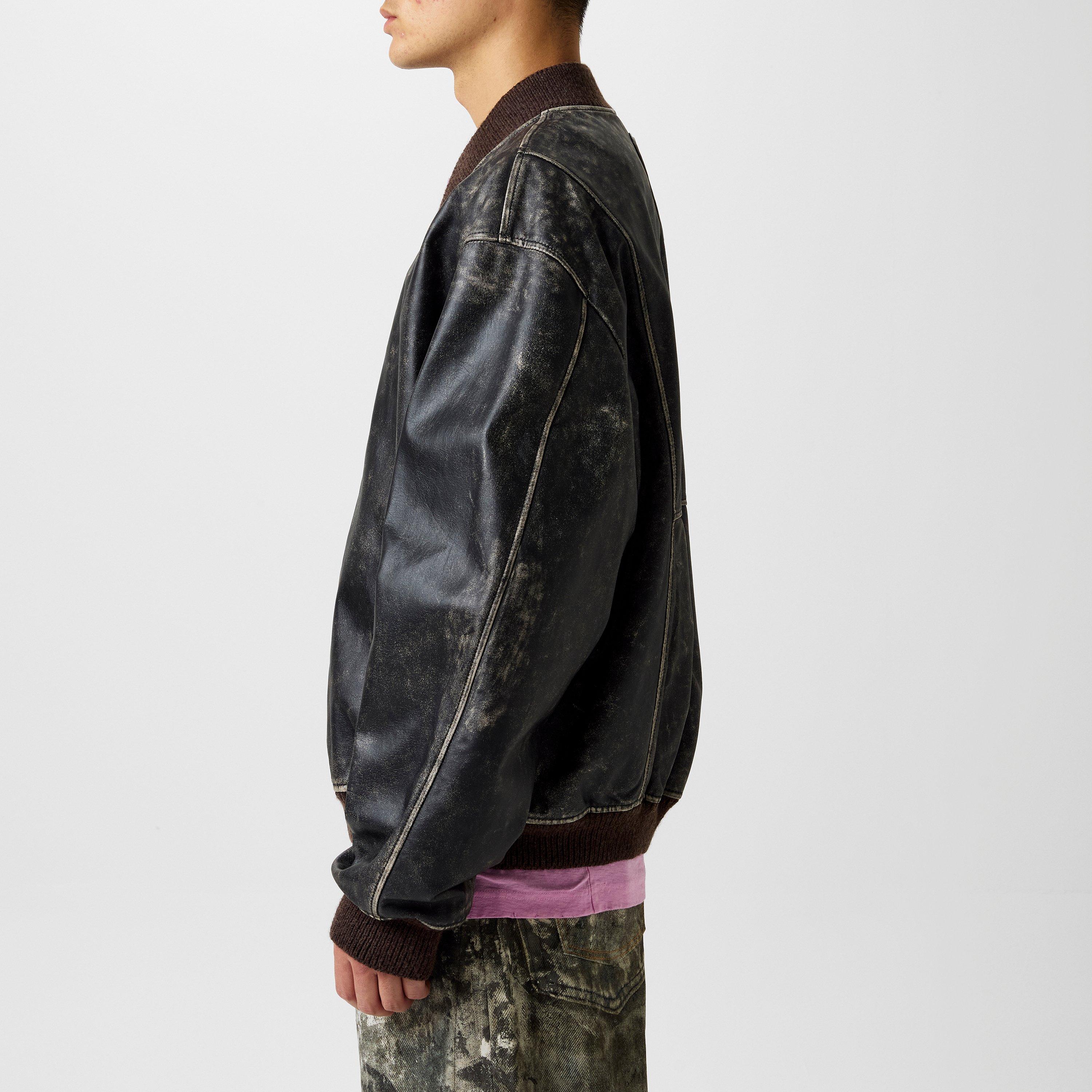 Black - Acne Studios - Men's Leather Long Sleeve Bomber Jacket - 2