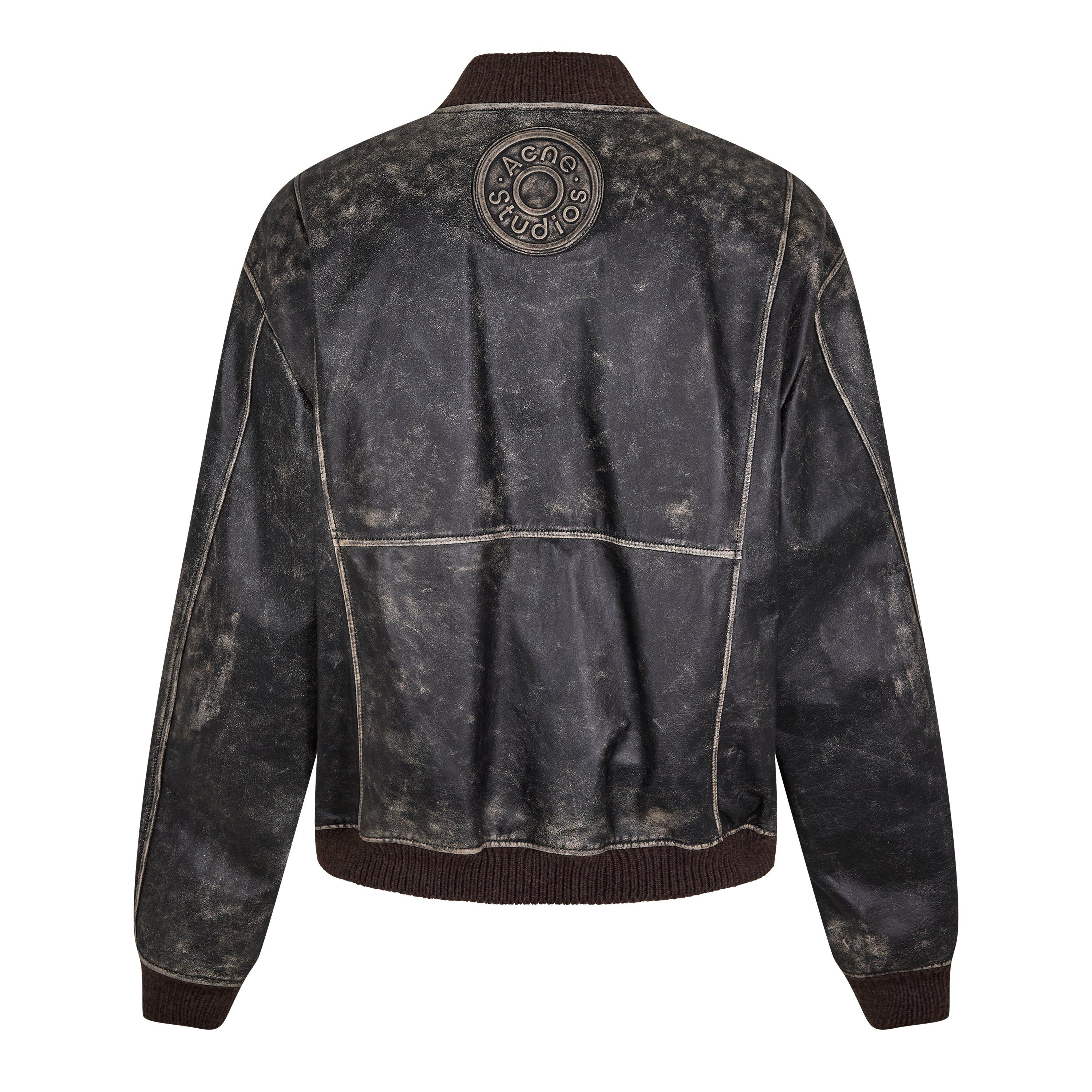 Black - Acne Studios - Men's Leather Long Sleeve Bomber Jacket - 6