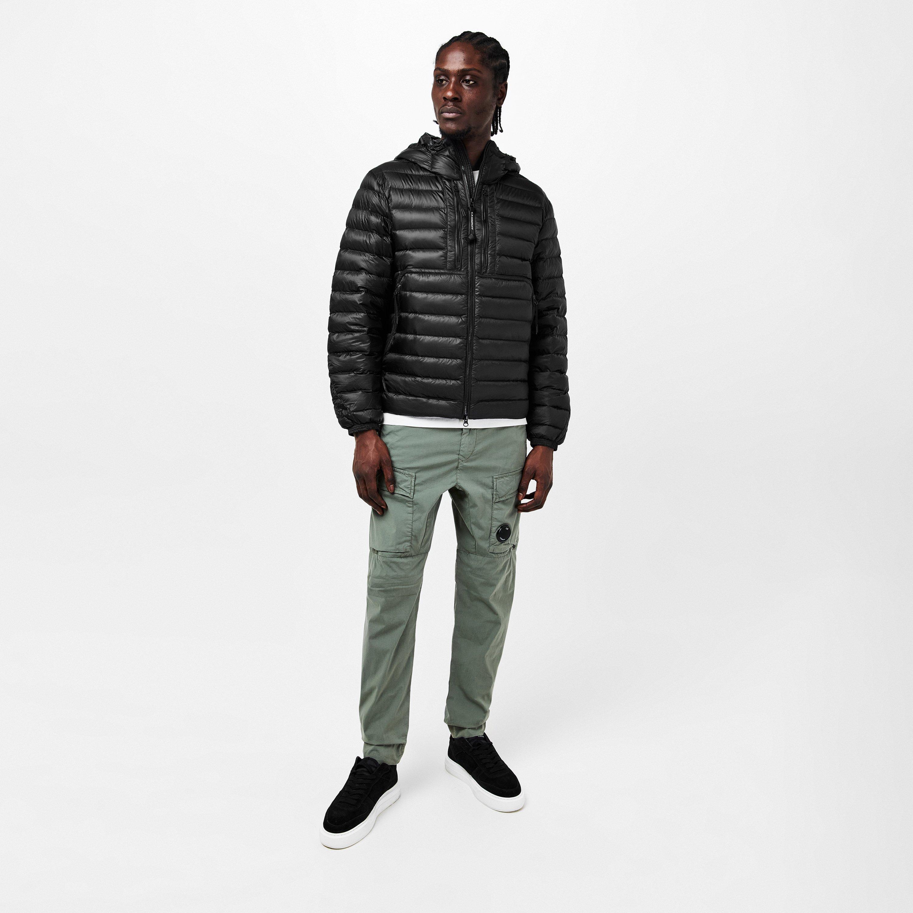 Black 999 - CP Company - Men's D.D. Shell Goggle Duck Down Waterproof Windproof Hooded Short Puffer Jacket - 6