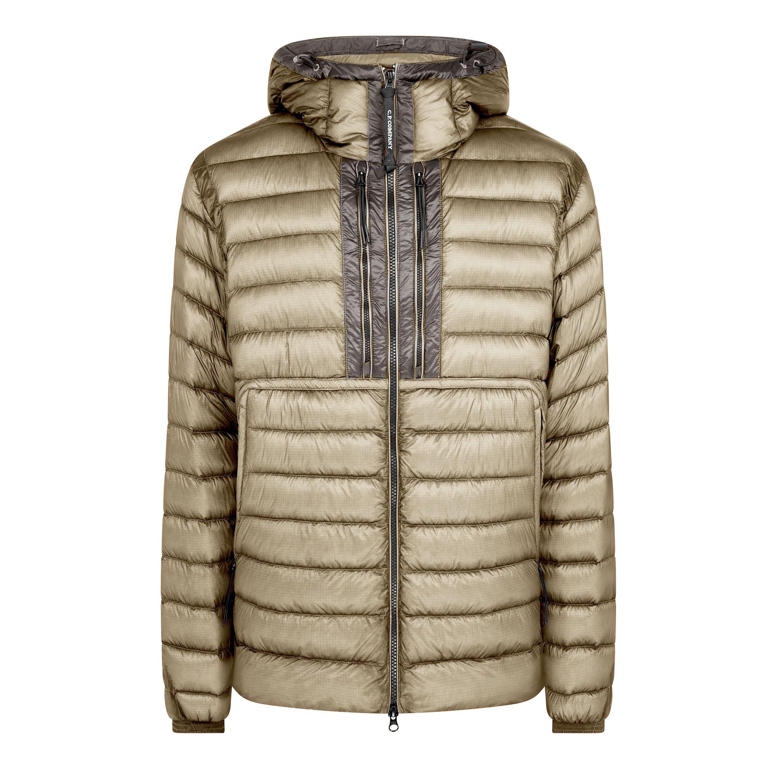 Vntge Khaki 327 - CP Company - Men's D.D. Shell Goggle Duck Down Waterproof Windproof Hooded Short Puffer Jacket - 1