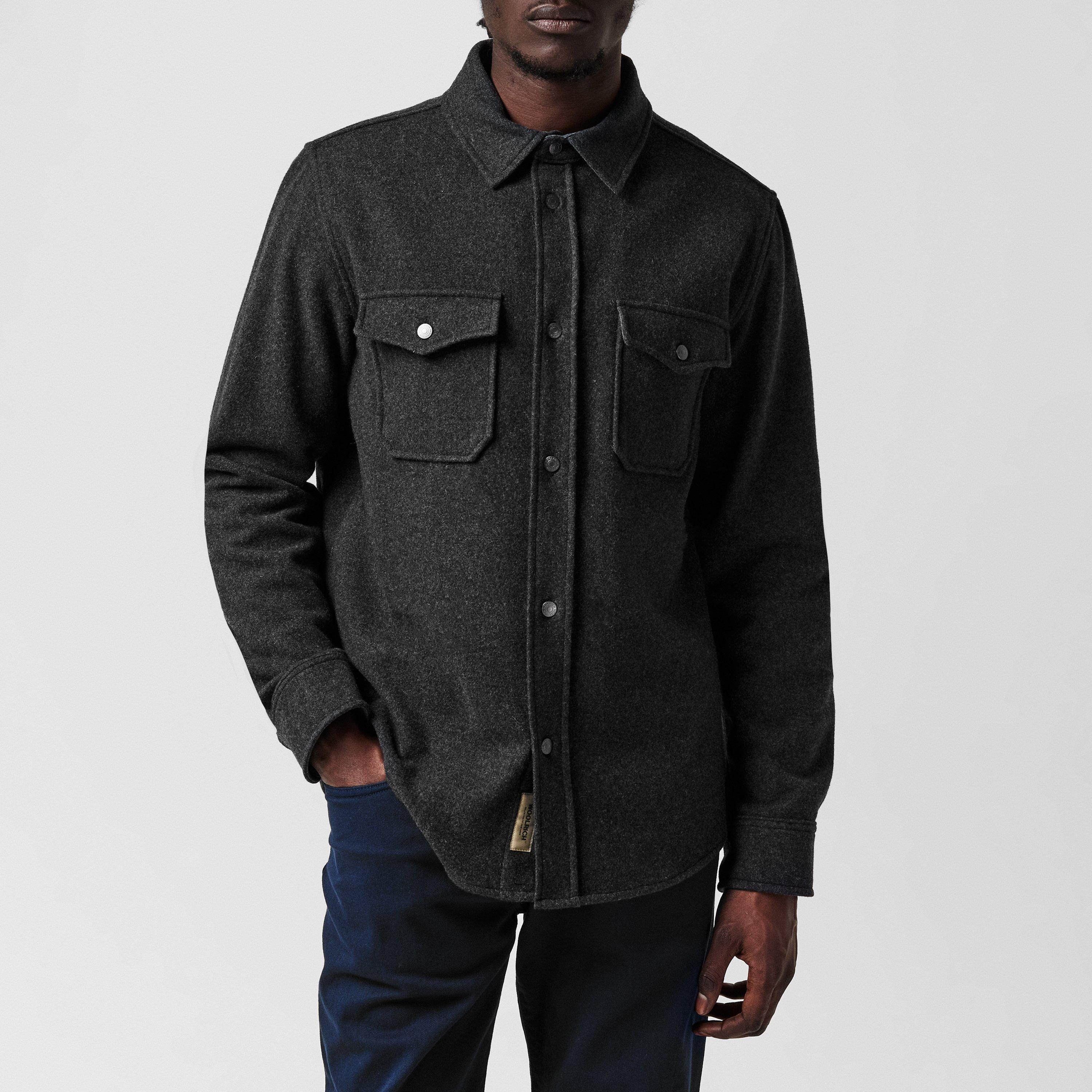 Charcoal 1131 - Woolrich - Men's Alaskan Melton Unlined Wool Blend Overshirt - 3