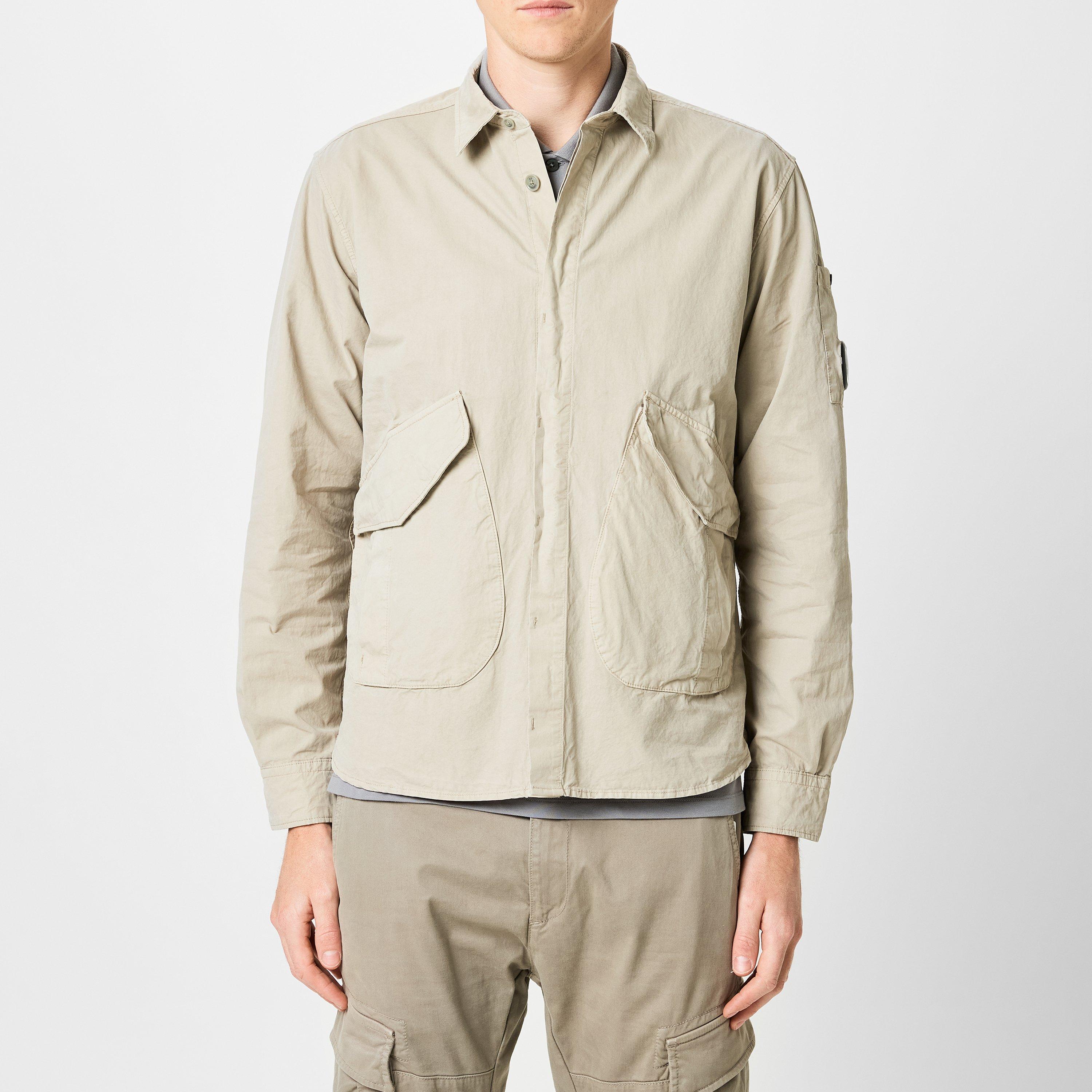 Vntge Khaki 327 - CP Company - Men's Microreps Button Cotton Long Sleeve Overshirt - 3