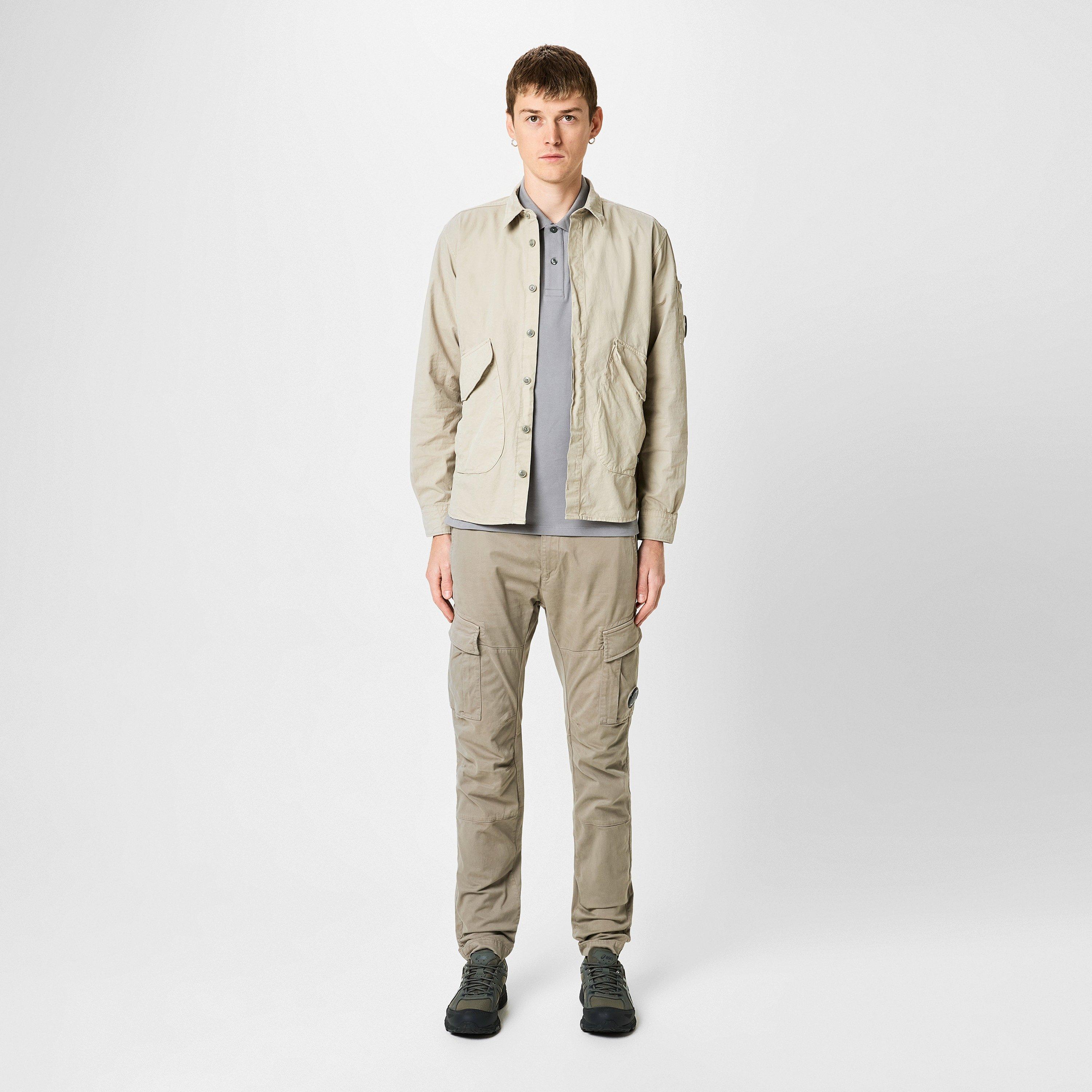 Vntge Khaki 327 - CP Company - Men's Microreps Button Cotton Long Sleeve Overshirt - 6