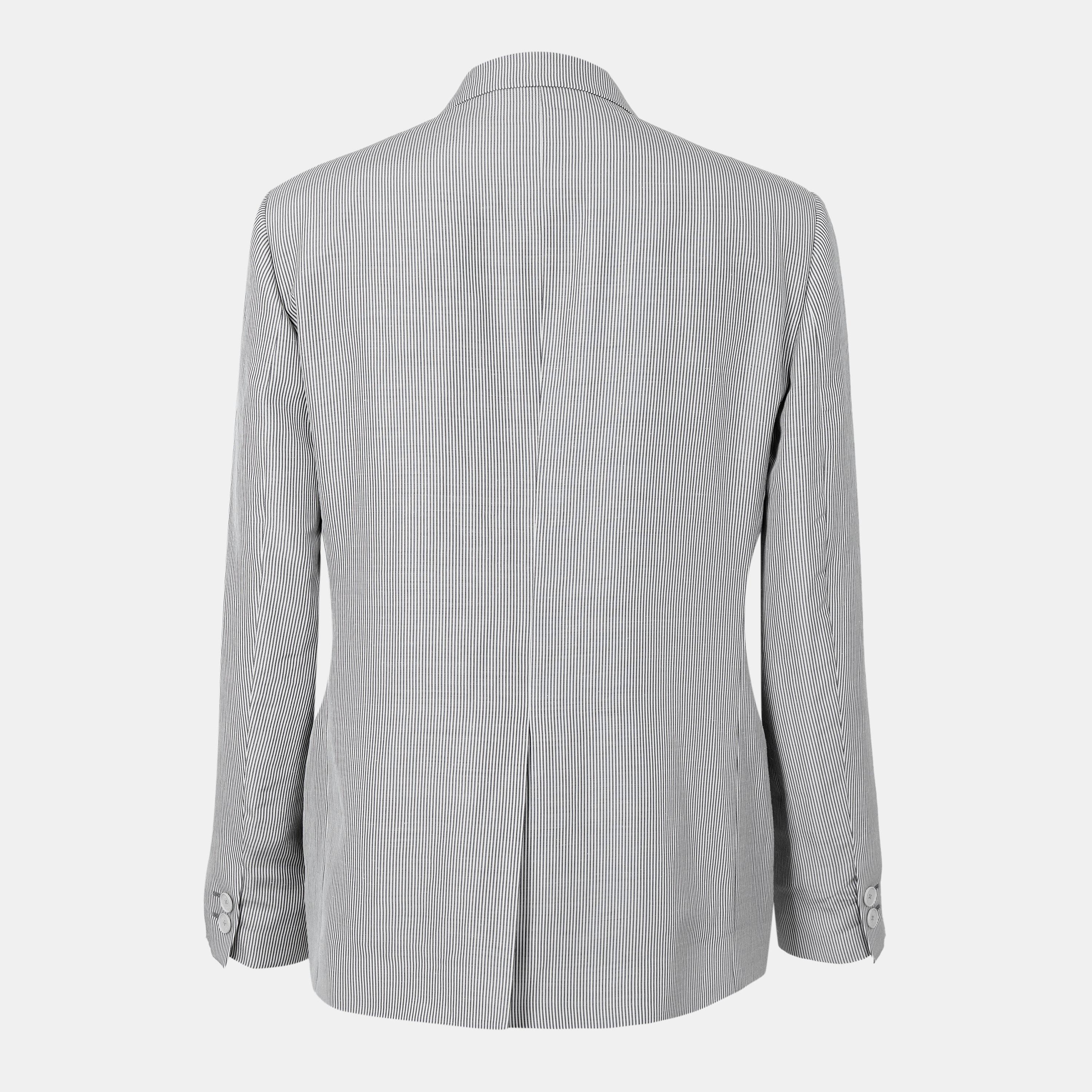 Grey - Fendi - Men's Stripe Pinstripe Viscose Long Sleeve Blazer - 2