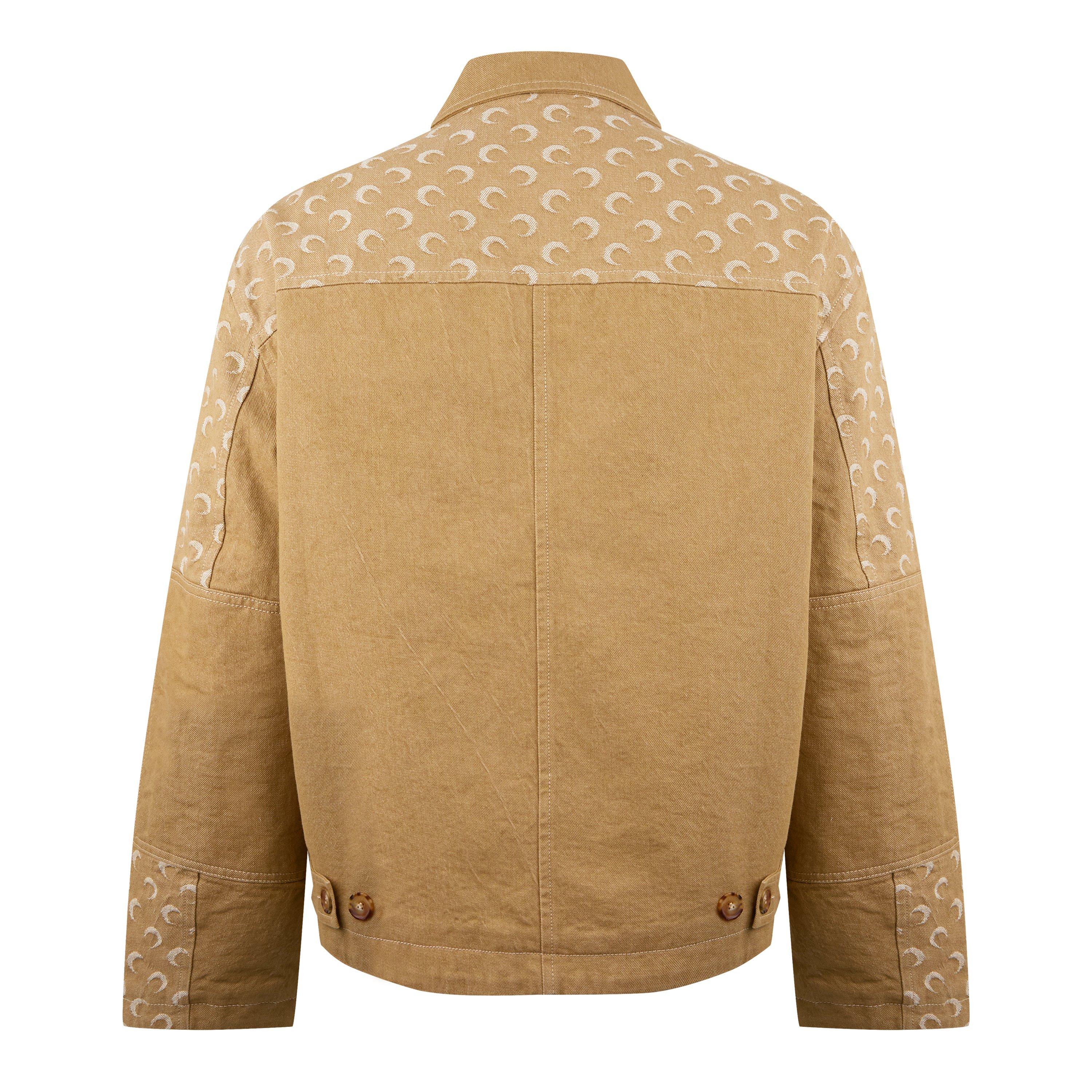 Beige - Marine Serre - Men's Moon Jacquard Twill Workwear Cotton Long Sleeve Denim Jacket - 2