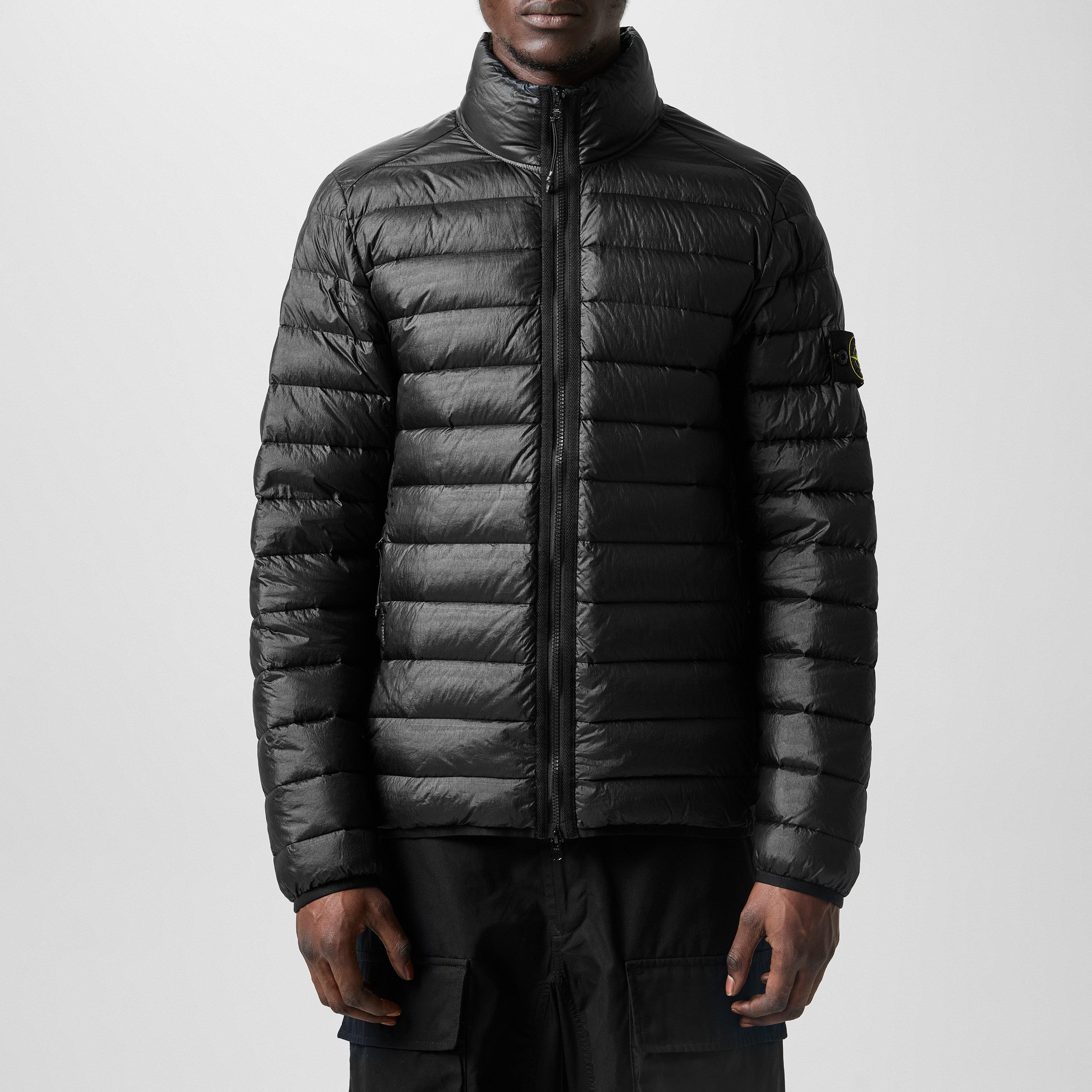 Nero A0029 - Stone Island - Men's Loom Woven Recycled Duck Down Funnel Neck Short Puffer Jacket - 1