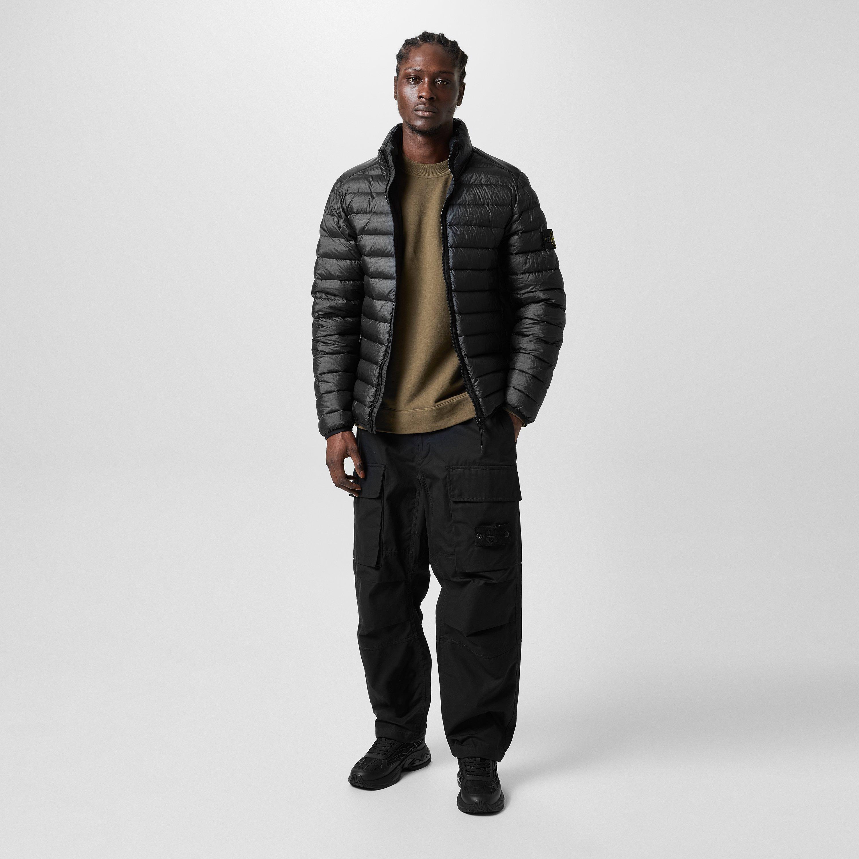Nero A0029 - Stone Island - Men's Loom Woven Recycled Duck Down Funnel Neck Short Puffer Jacket - 4