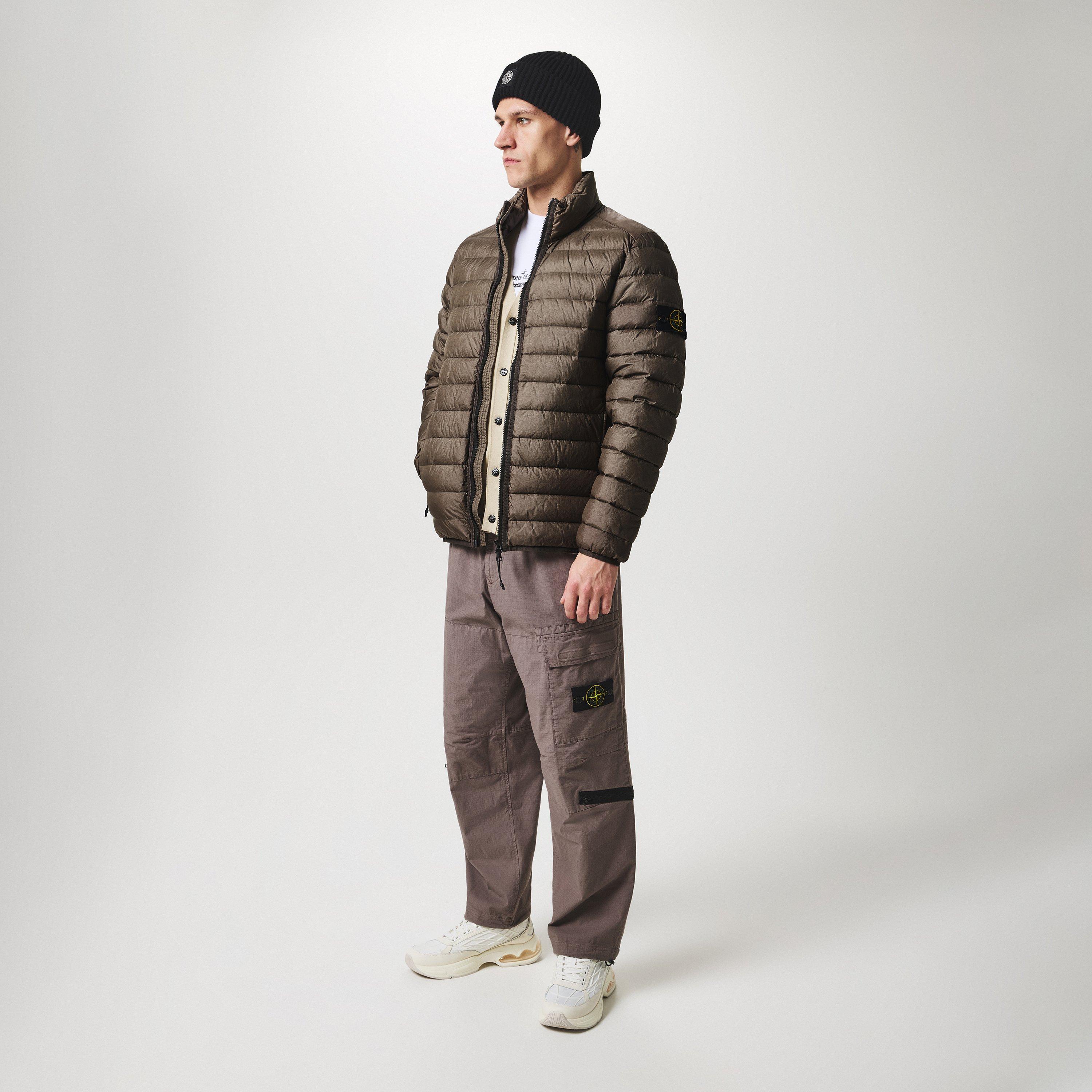 Noce V0075 - Stone Island - Men's Loom Woven Recycled Duck Down Funnel Neck Short Puffer Jacket - 4
